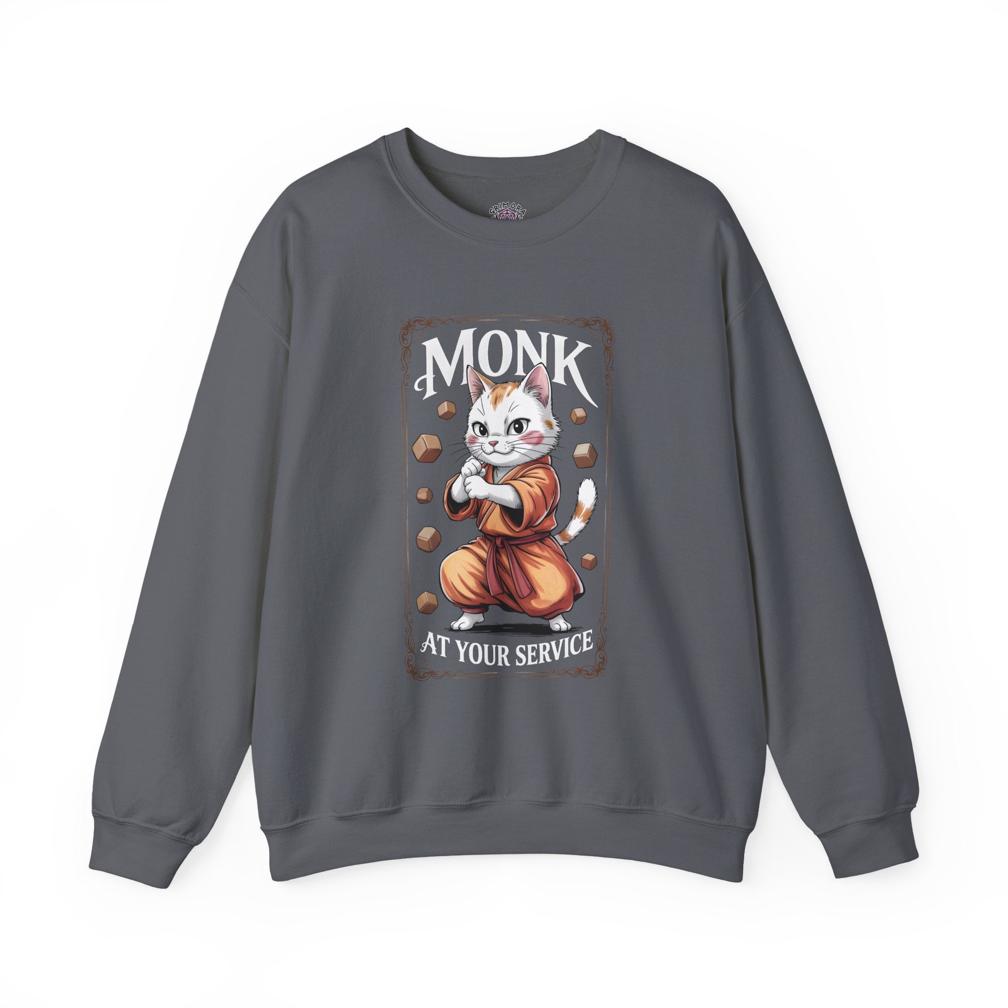 Monk Cat at Your Service D&D Sweatshirt | Cat Lover RPG Gift