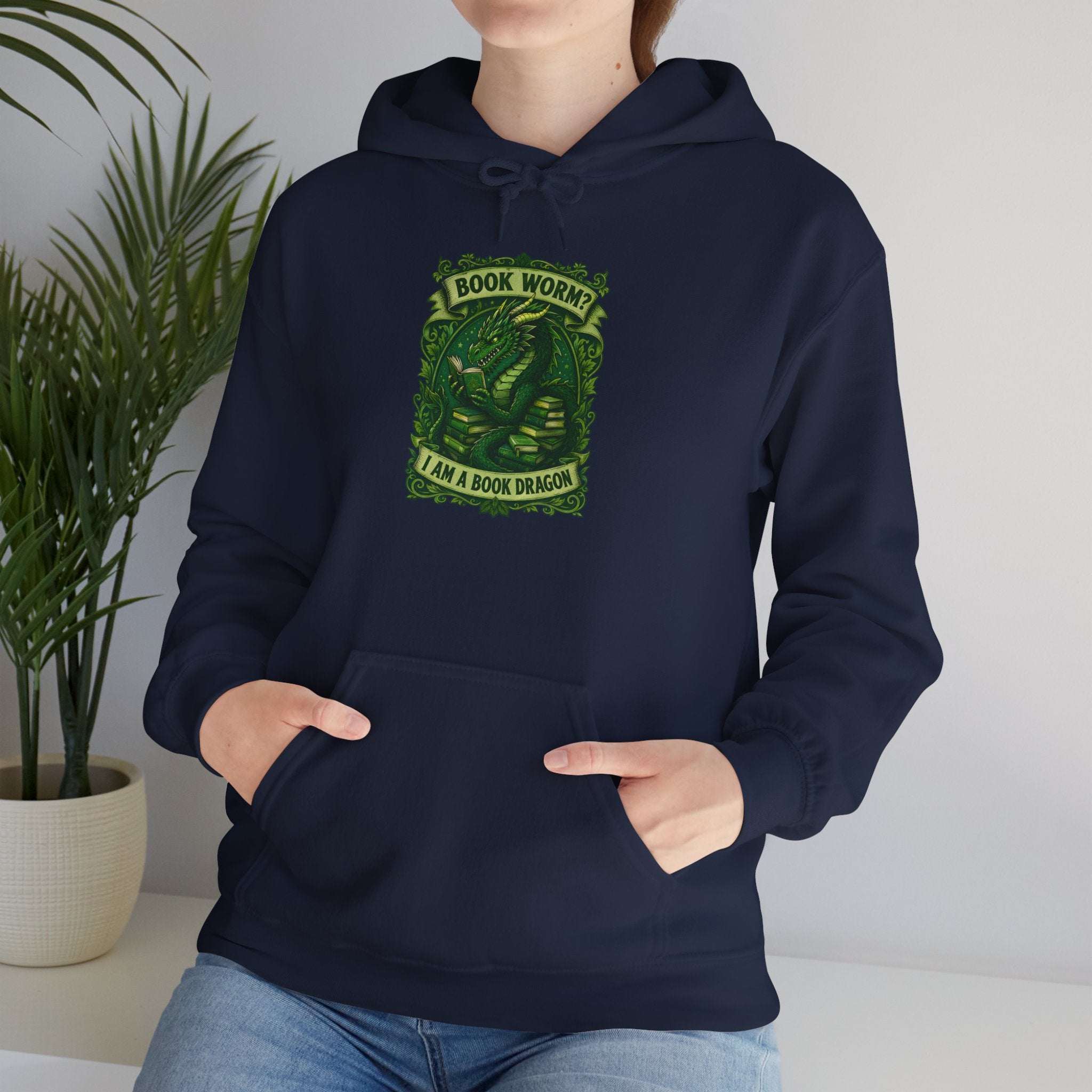 Book Worm? I Am a Book Dragon, Fantasy Reader Hoodie