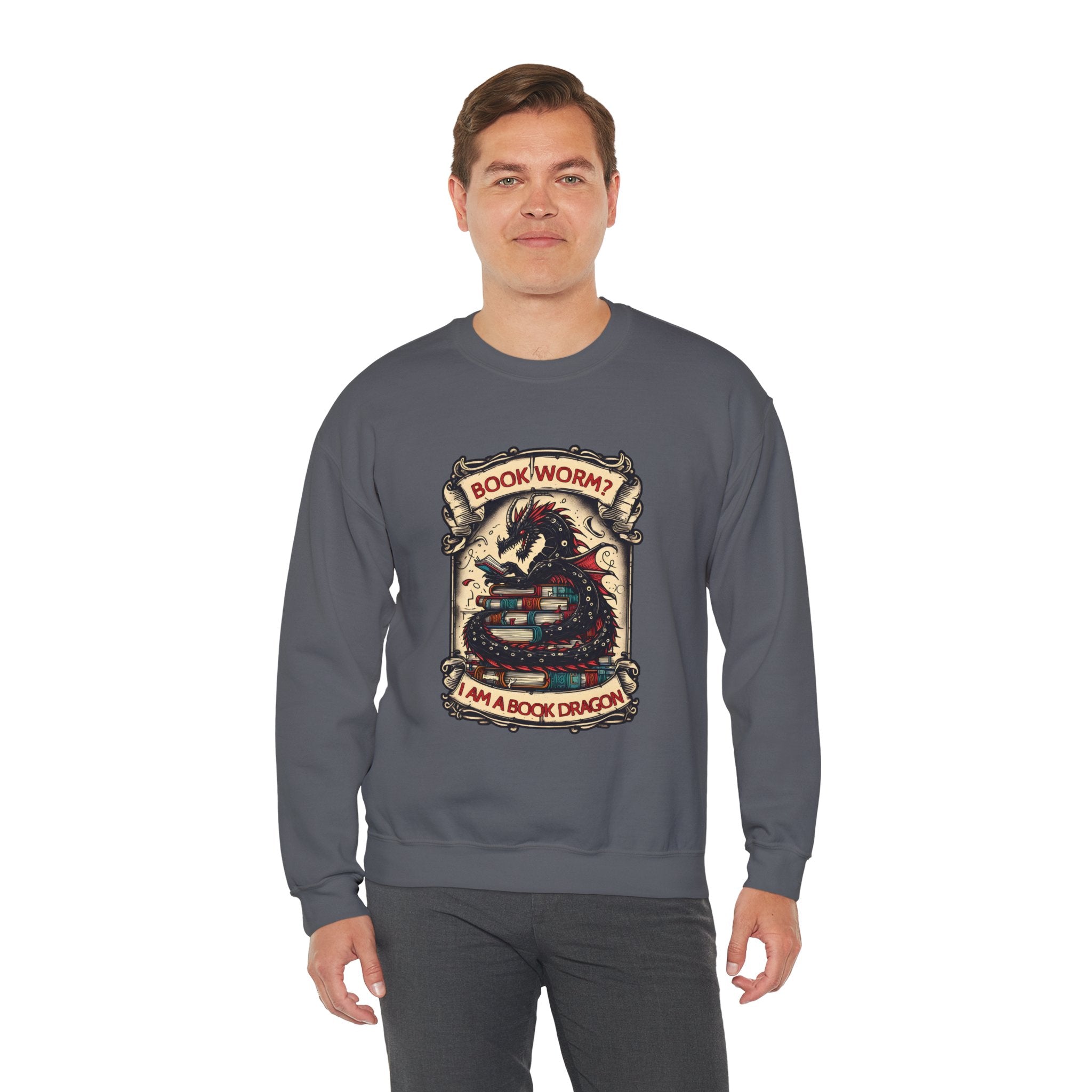 Book Worm? I Am a Book Dragon, Fantasy Reader Sweatshirt
