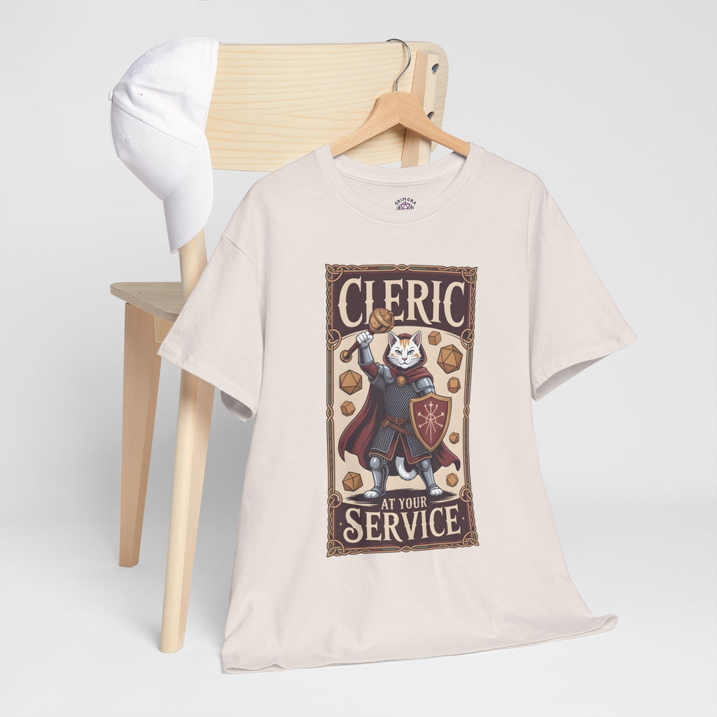 Cleric Cat at Your Service D&D T-shirt | Cat Lover RPG Gift