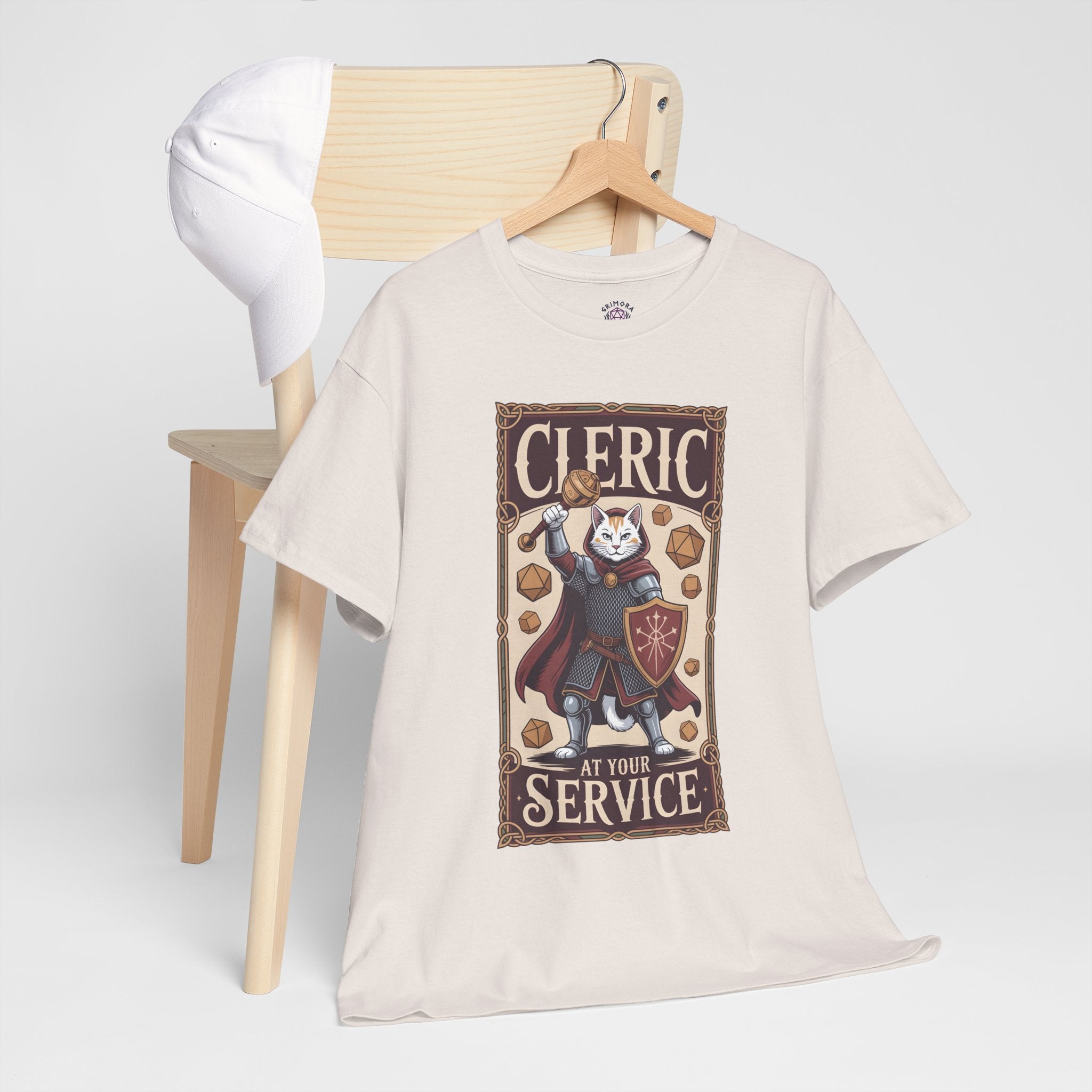 Cleric Cat at Your Service D&D T-shirt | Cat Lover RPG Gift