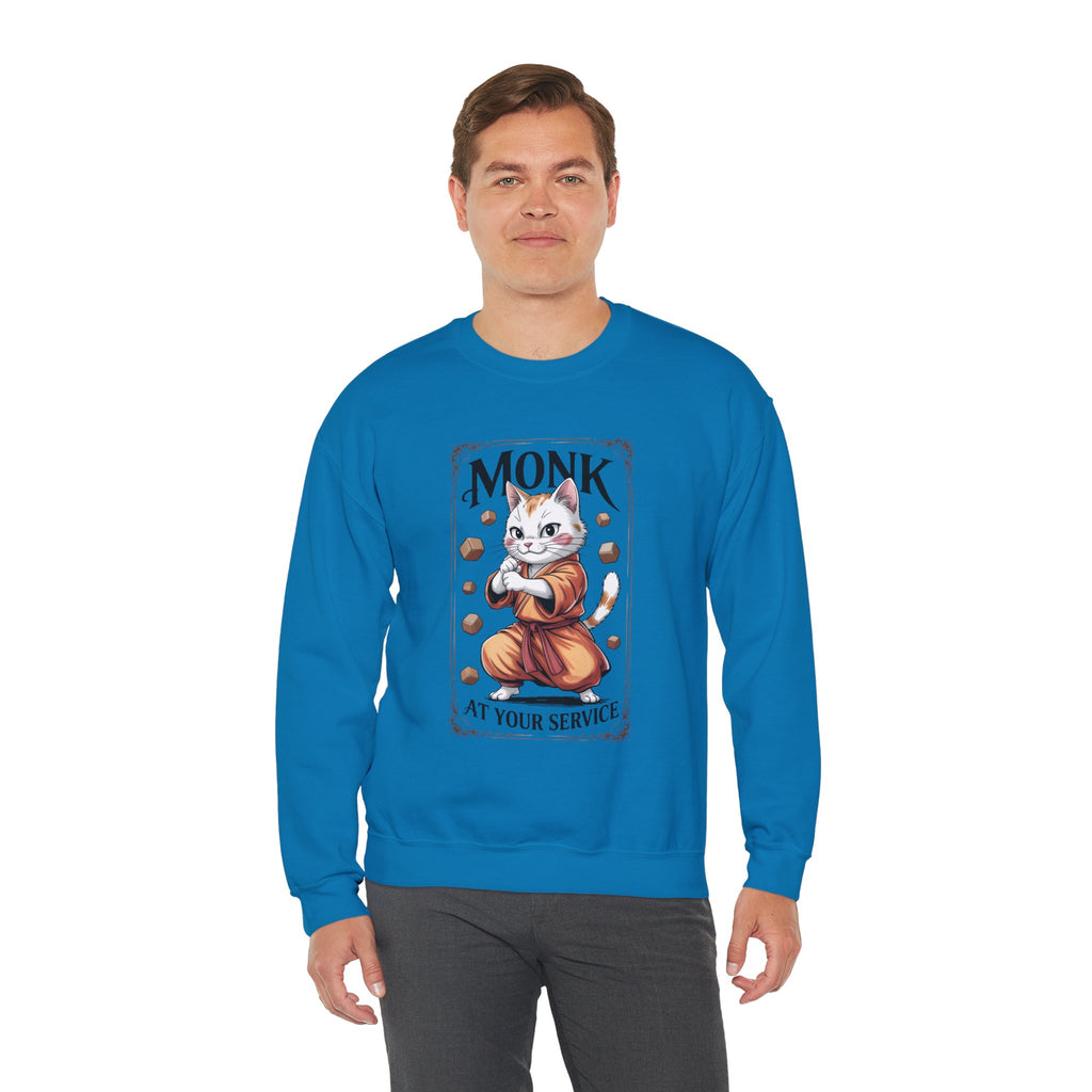 Monk Cat at Your Service D&D Sweatshirt | Cat Lover RPG Gift