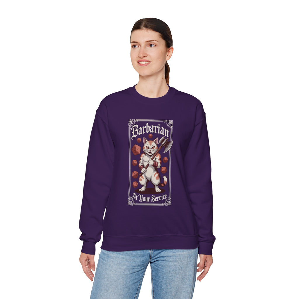 Barbarian Cat at Your Serivece D&D Sweatshirt | Cat Lover RPG Gift