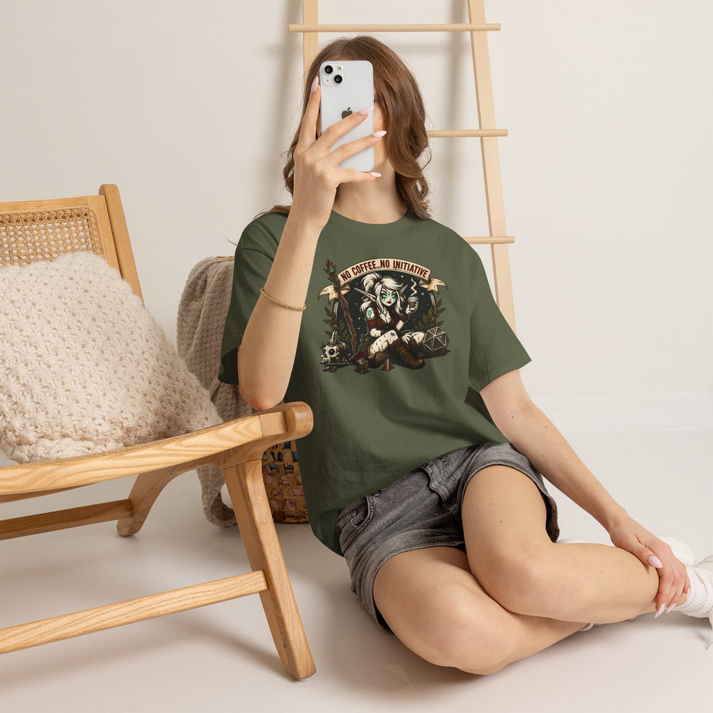 No Coffee, No Initiative | Fantasy RPG T-shirt