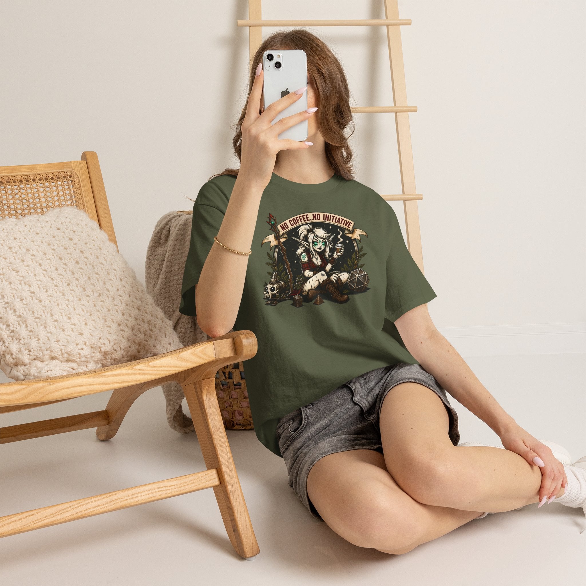 No Coffee, No Initiative | Fantasy RPG T-shirt
