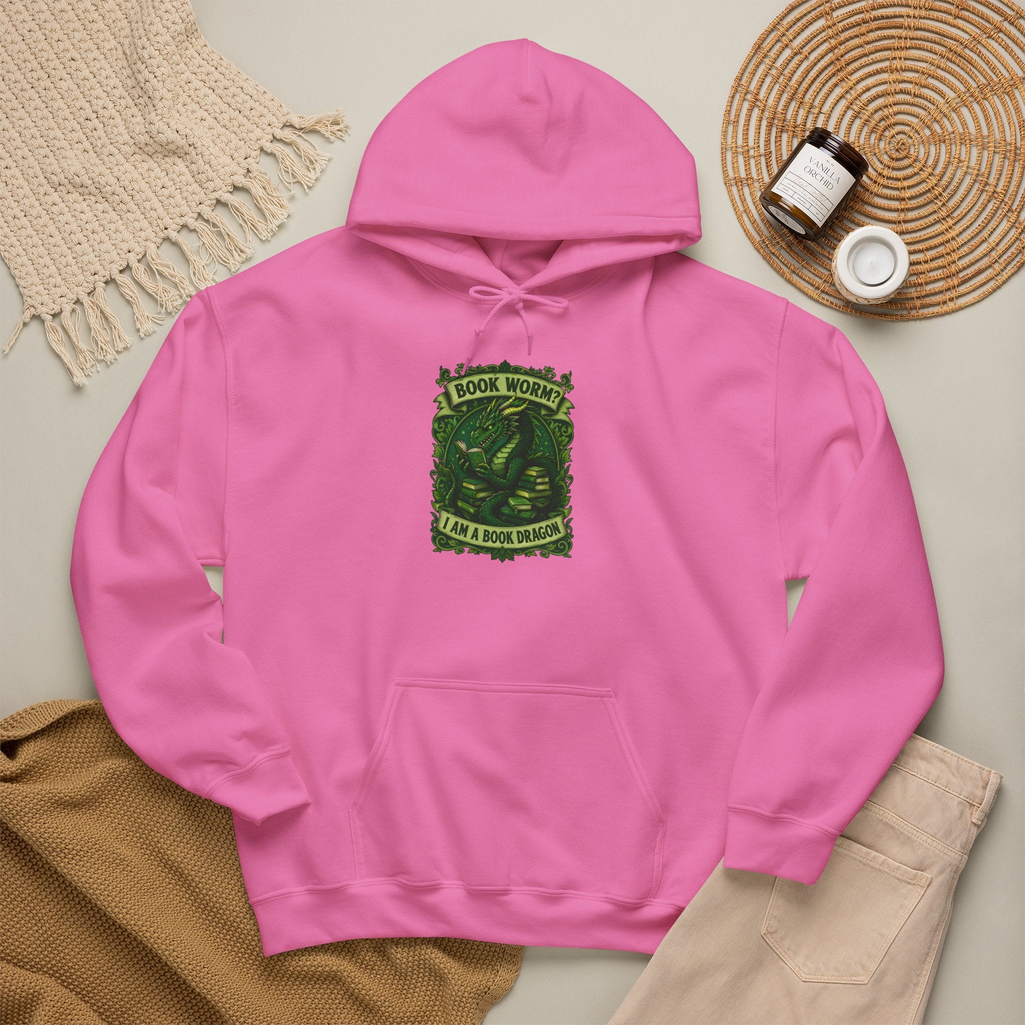 Book Worm? I Am a Book Dragon, Fantasy Reader Hoodie