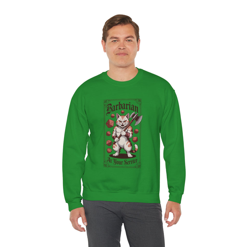 Barbarian Cat at Your Serivece D&D Sweatshirt | Cat Lover RPG Gift