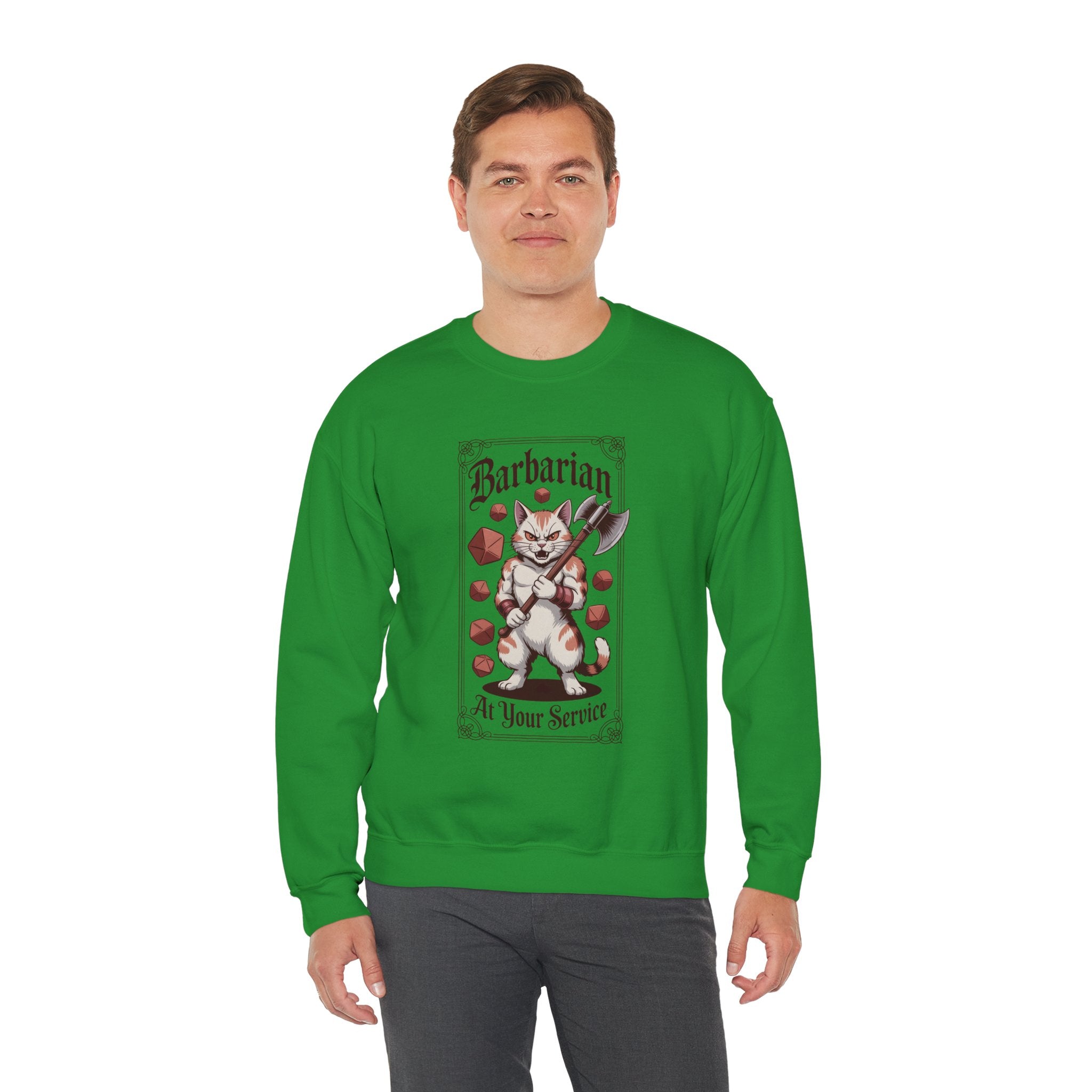 Barbarian Cat at Your Serivece D&D Sweatshirt | Cat Lover RPG Gift