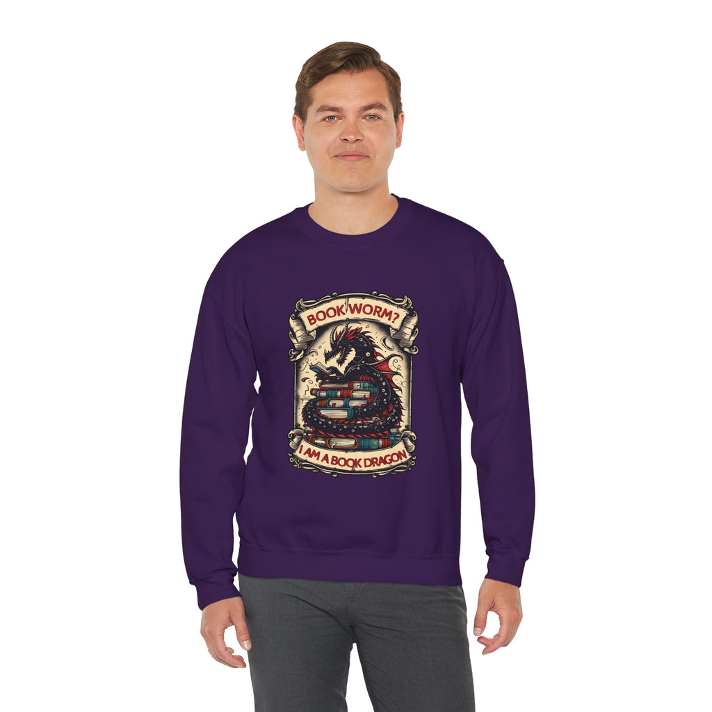 Book Worm? I Am a Book Dragon, Fantasy Reader Sweatshirt