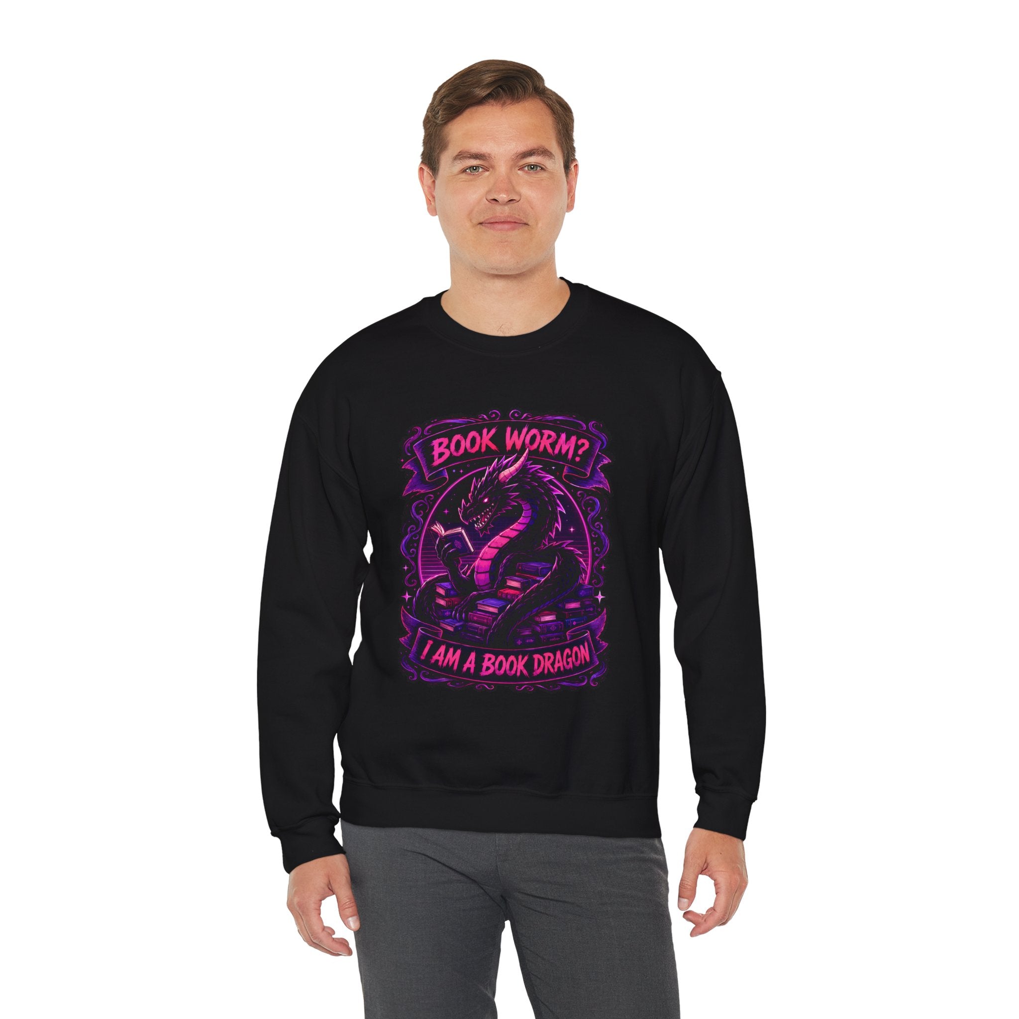 Book Worm? I Am a Book Dragon, Fantasy Reader Sweatshirt