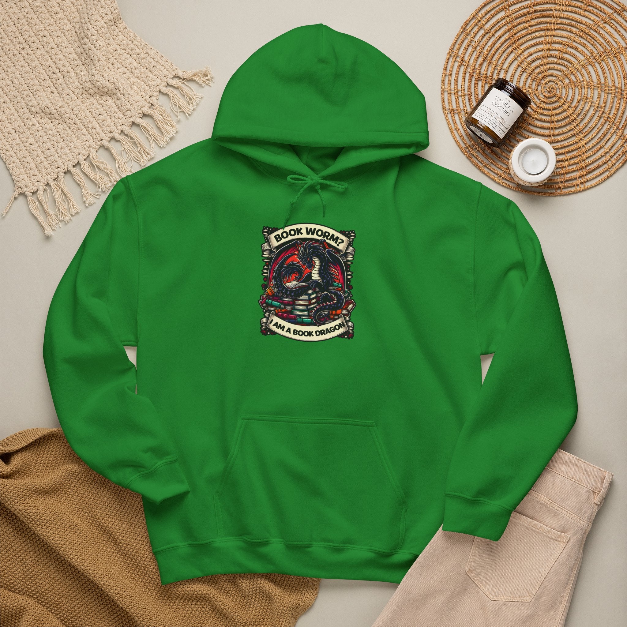Book Worm? I Am a Book Dragon, Fantasy Reader Hoodie