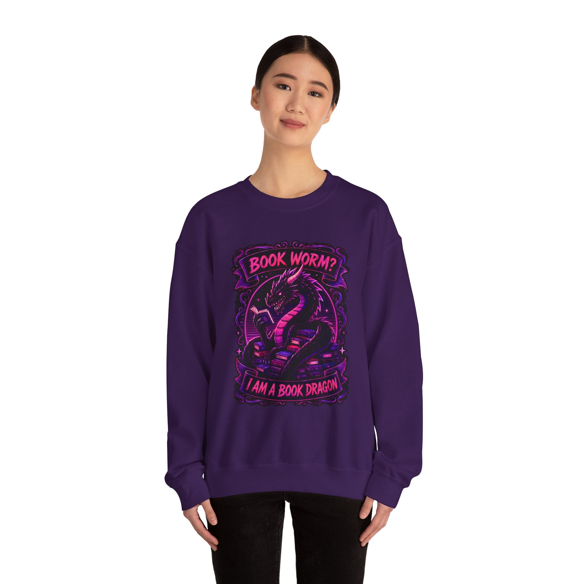 Book Worm? I Am a Book Dragon, Fantasy Reader Sweatshirt