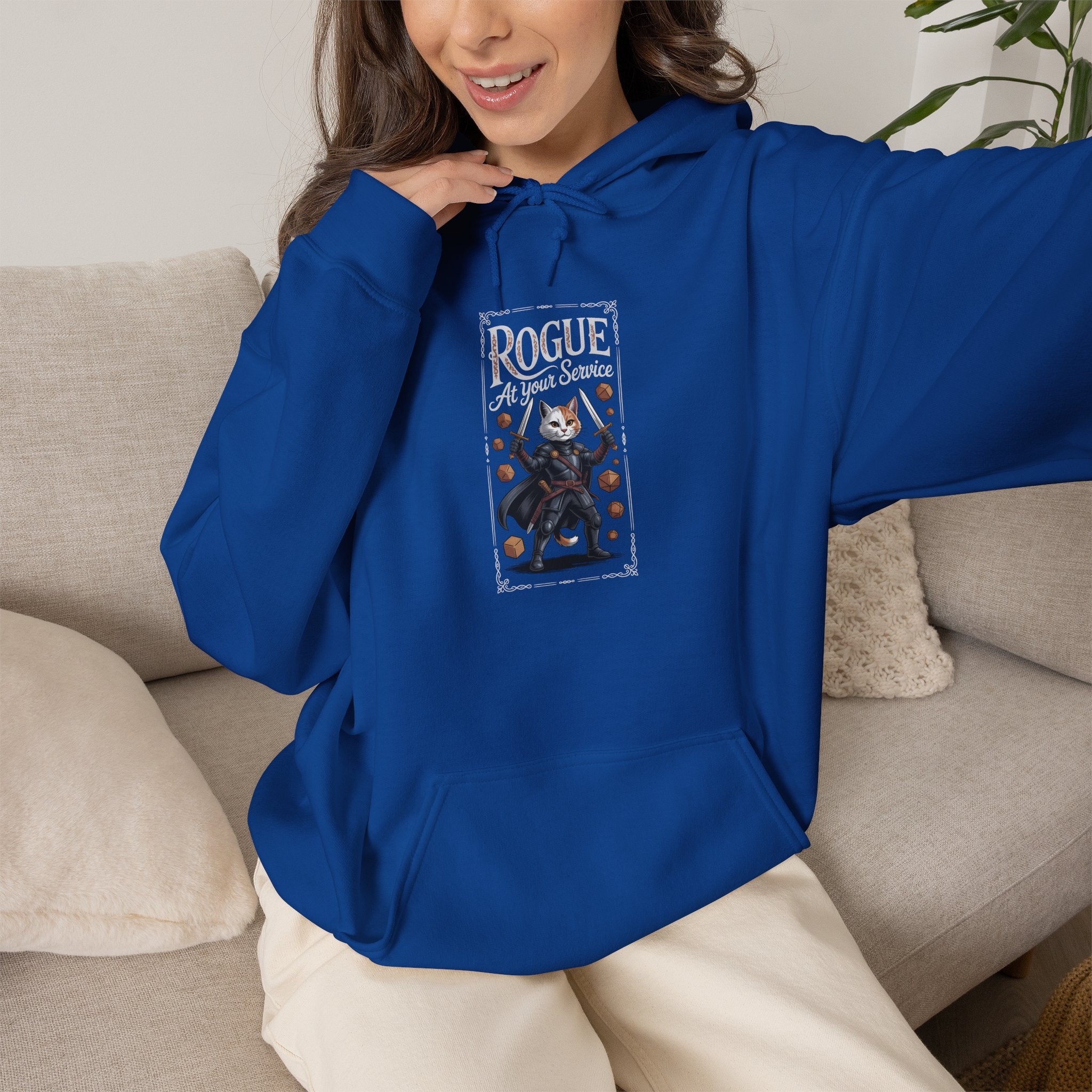 Rogue Cat at Your Serivece D&D Hoodie | Cat Lover RPG Gift