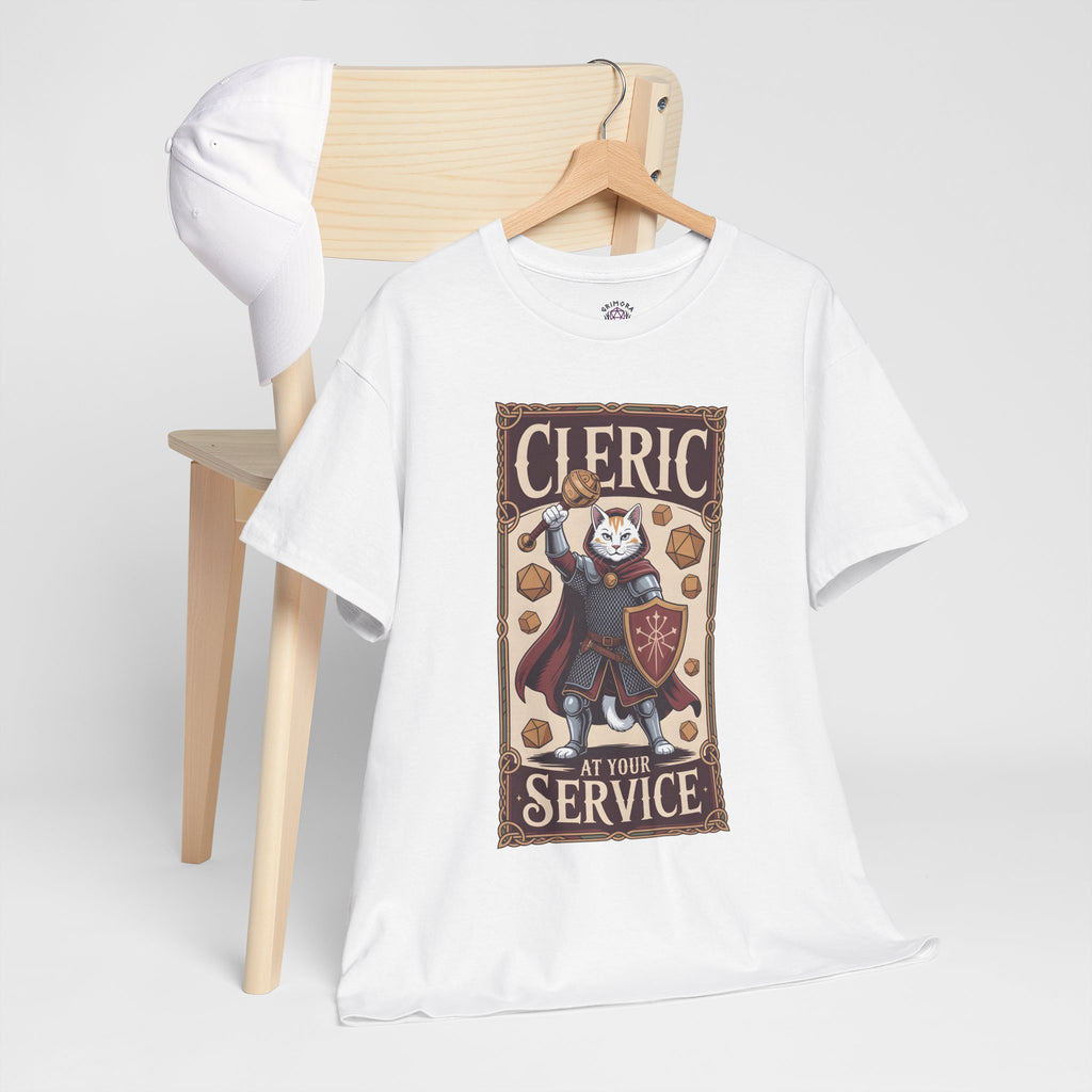 Cleric Cat at Your Service D&D T-shirt | Cat Lover RPG Gift