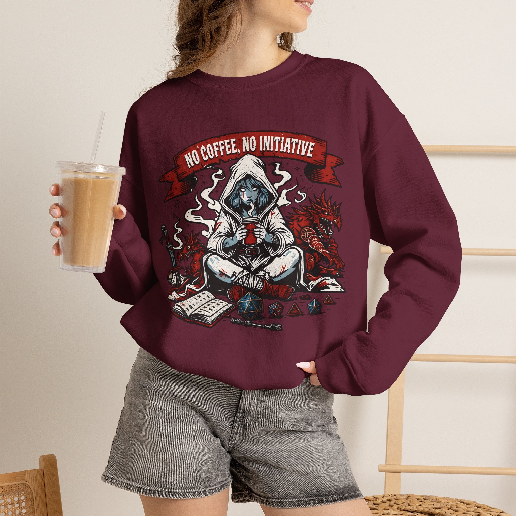 No Coffee, No Initiative | Fantasy RPG Sweatshirt