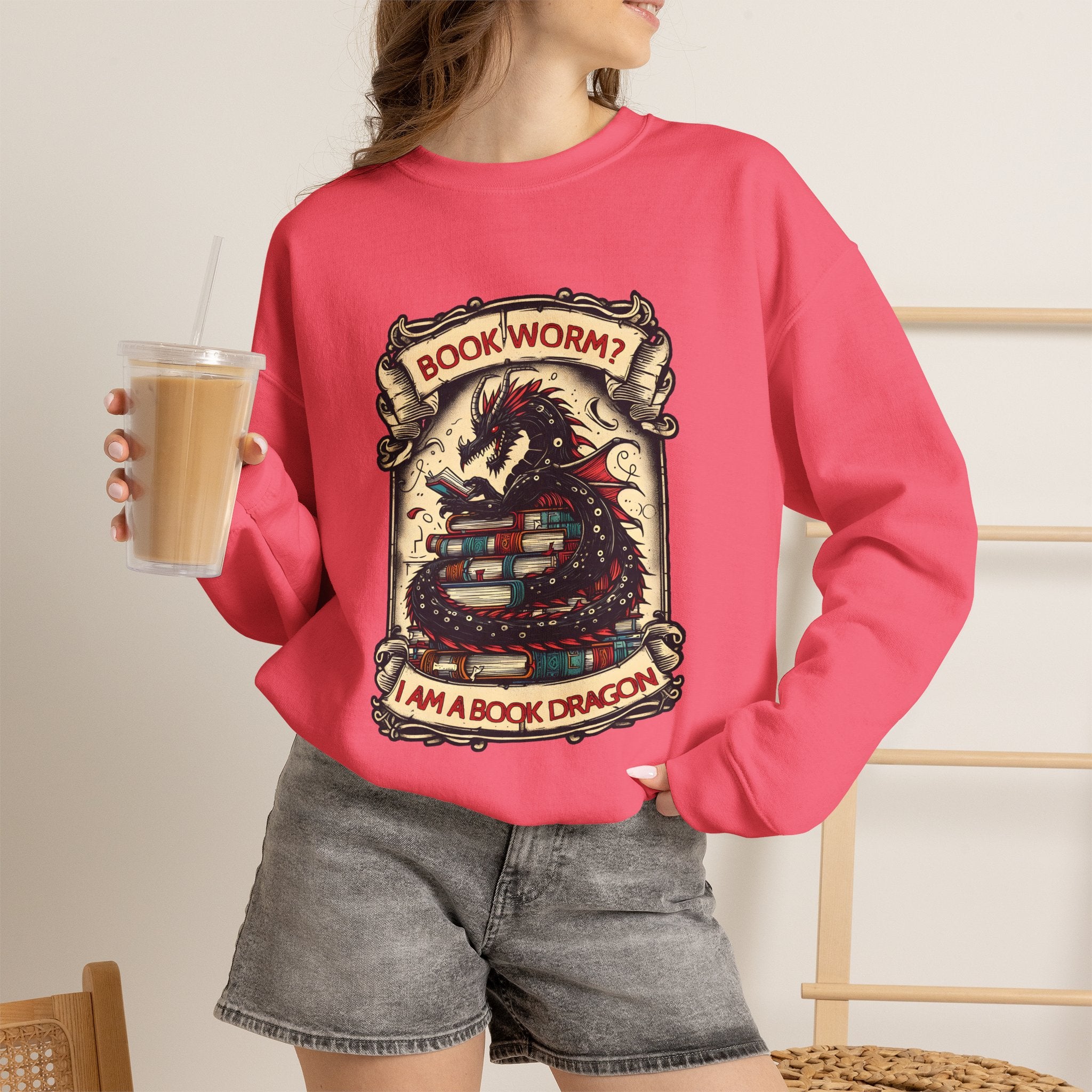 Book Worm? I Am a Book Dragon, Fantasy Reader Sweatshirt
