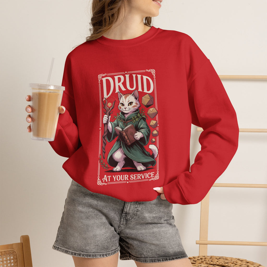 Druid Cat at Your Serivece D&D Sweatshirt | Cat Lover RPG Gift