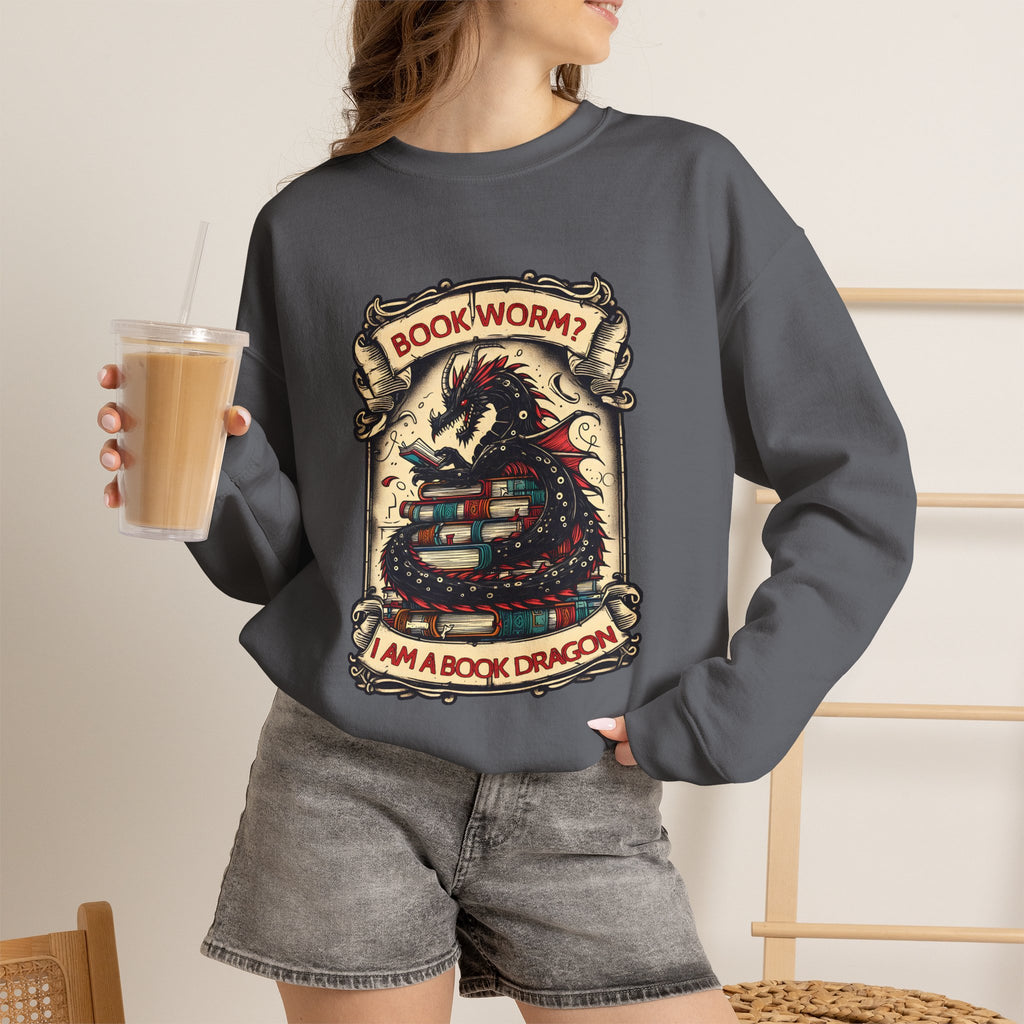 Book Worm? I Am a Book Dragon, Fantasy Reader Sweatshirt