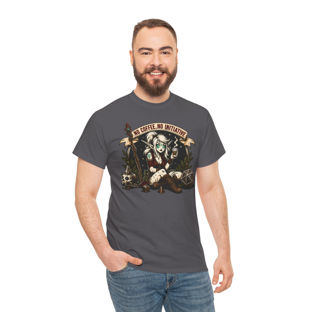 No Coffee, No Initiative | Fantasy RPG T-shirt