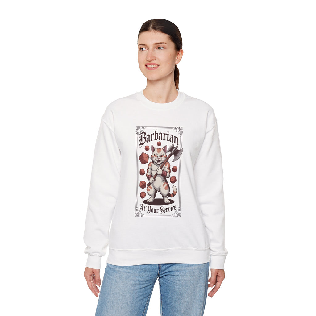 Barbarian Cat at Your Serivece D&D Sweatshirt | Cat Lover RPG Gift