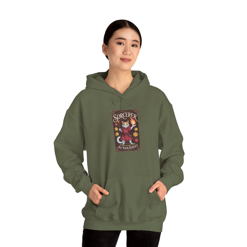 Sorcerer Cat at Your Service D&D Hoodie | Cat Lover RPG Gift