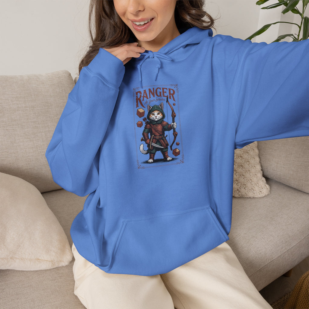 Ranger Cat at Your Serivece D&D Hoodie | Cat Lover RPG Gift