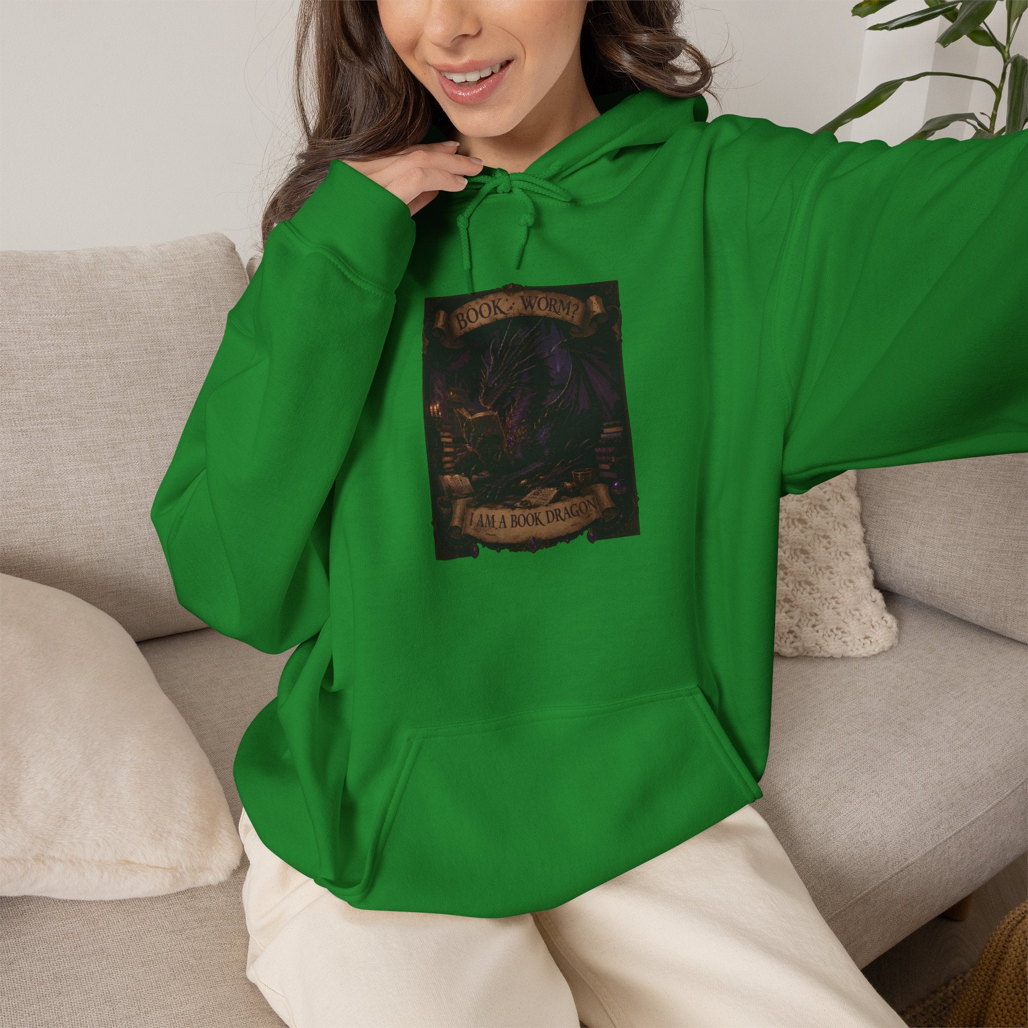 Book Worm? I Am a Book Dragon, Fantasy Reader Hoodie