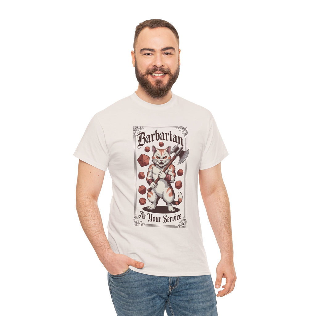 Barbarian Cat at Your Serivece D&D T-shirt | Cat Lover RPG Gift