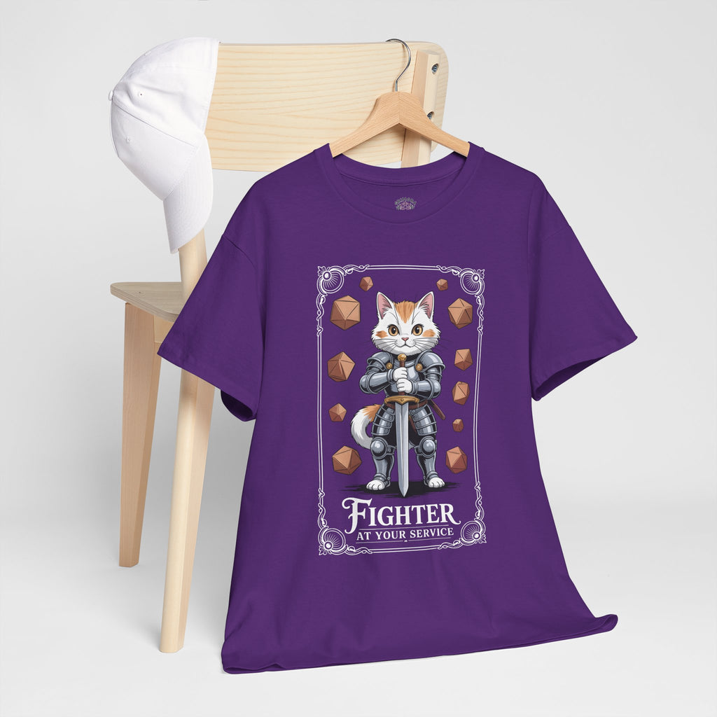 Fighter Cat at Your Service D&D T-shirt | Cat Lover RPG Gift
