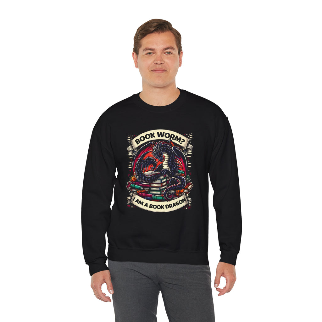 Book Worm? I Am a Book Dragon, Fantasy Reader Sweatshirt