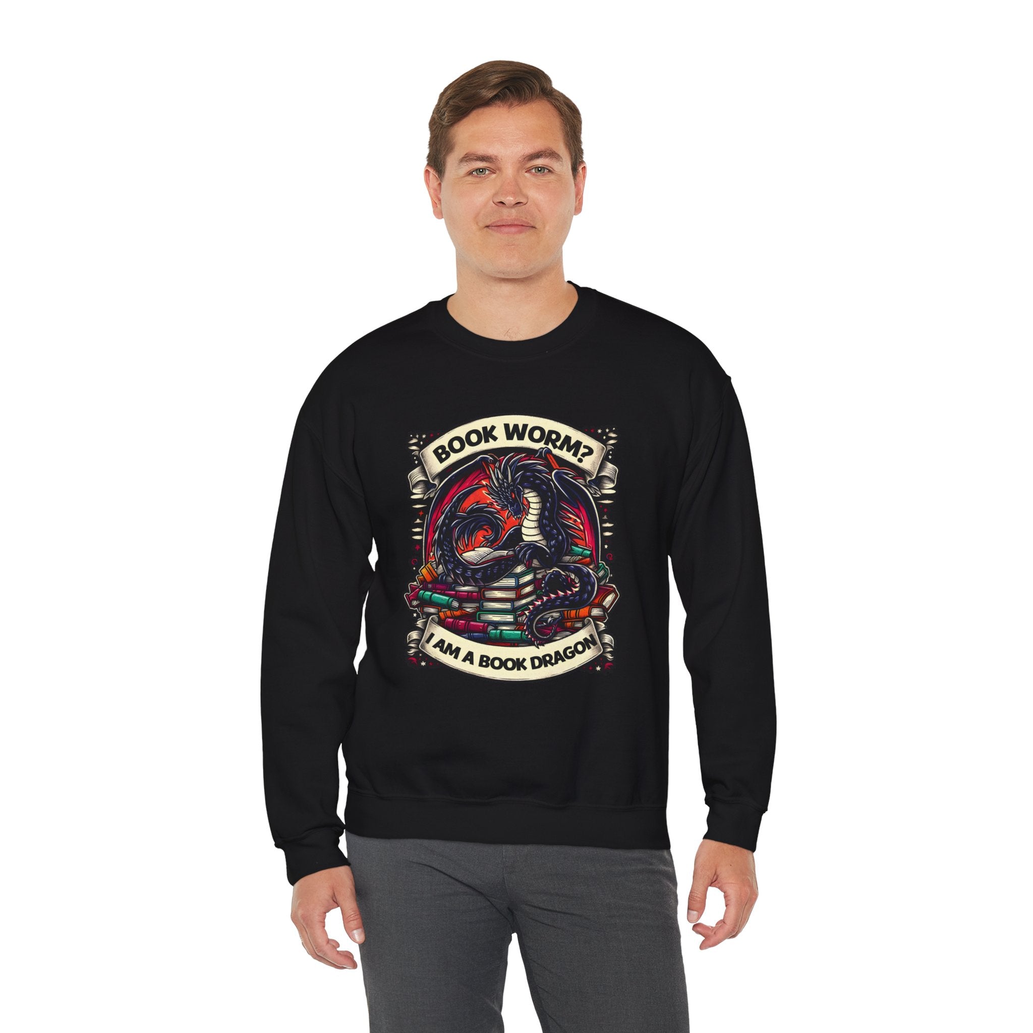 Book Worm? I Am a Book Dragon, Fantasy Reader Sweatshirt