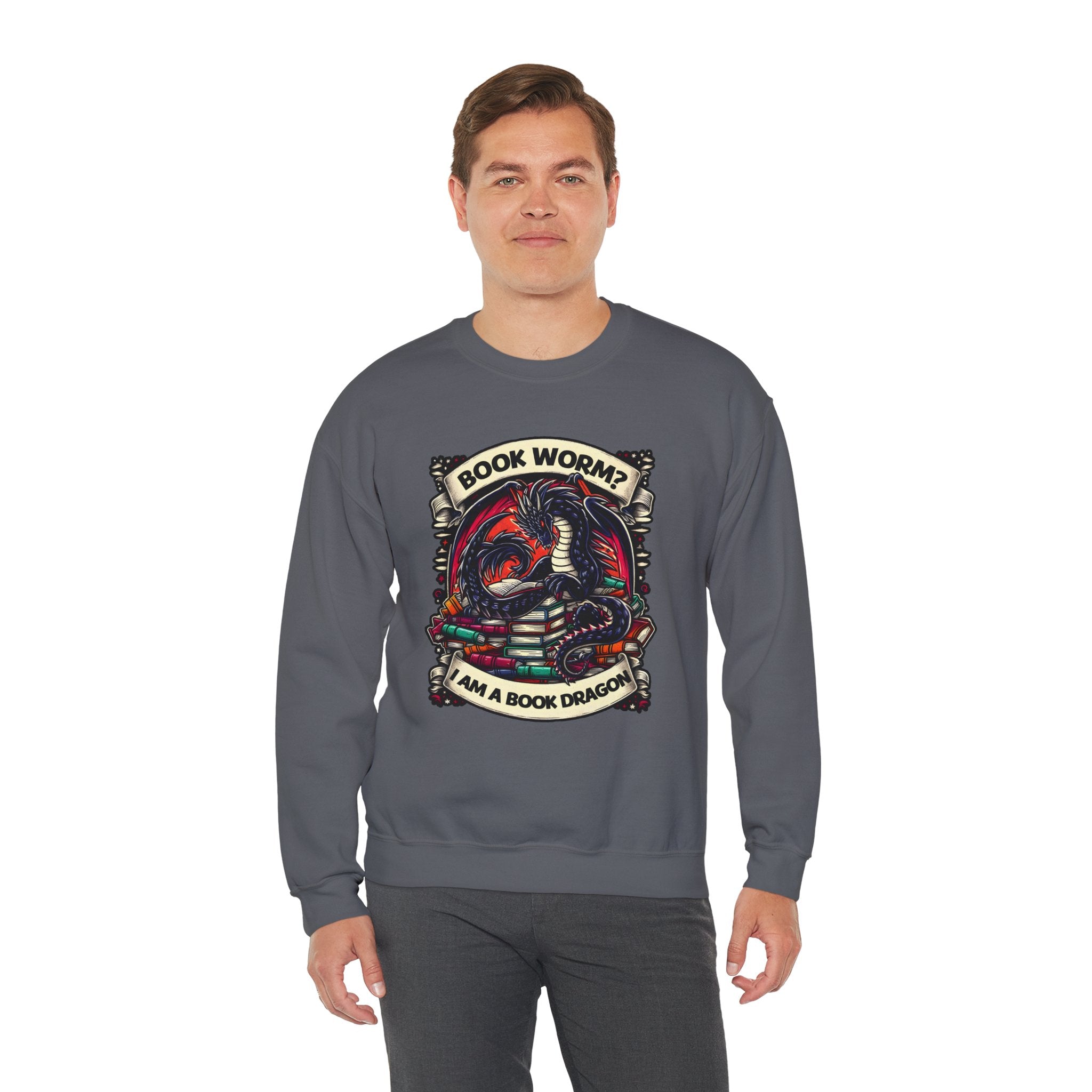 Book Worm? I Am a Book Dragon, Fantasy Reader Sweatshirt