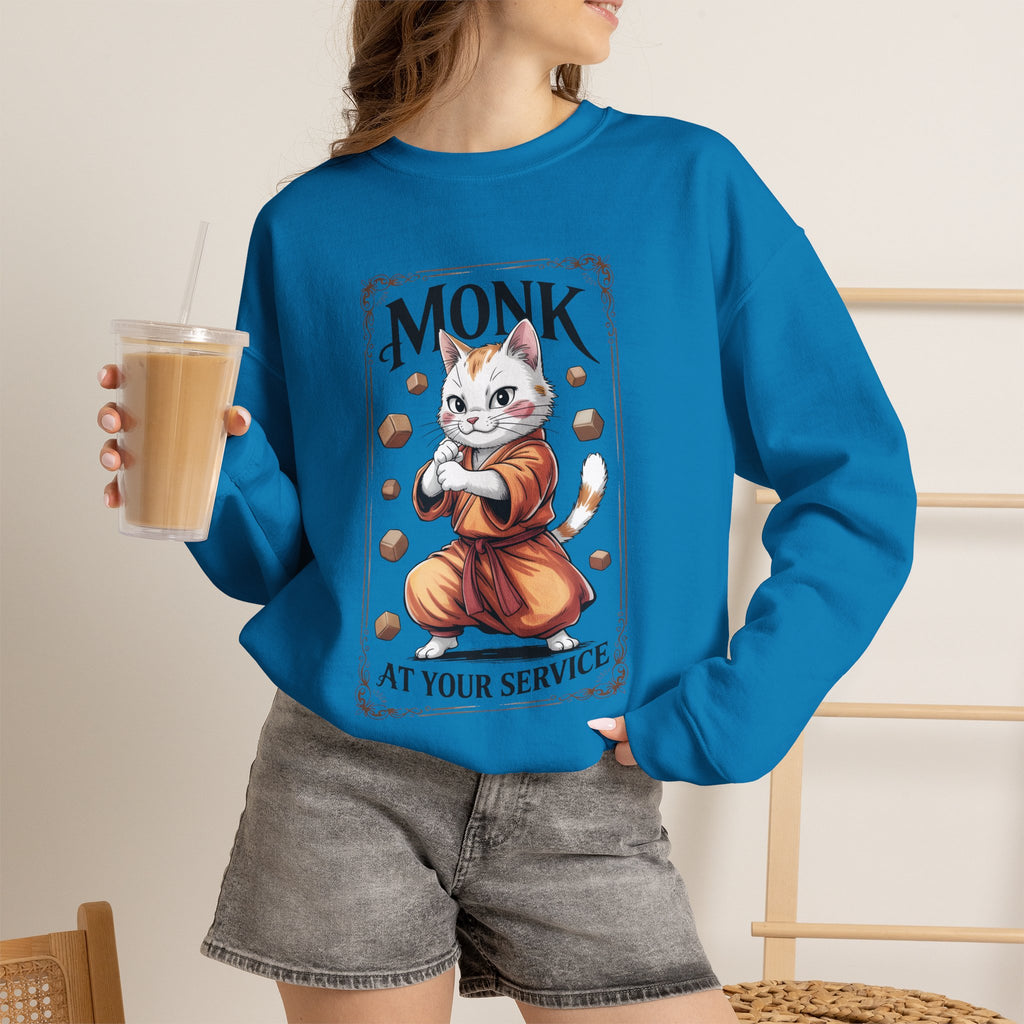 Monk Cat at Your Service D&D Sweatshirt | Cat Lover RPG Gift