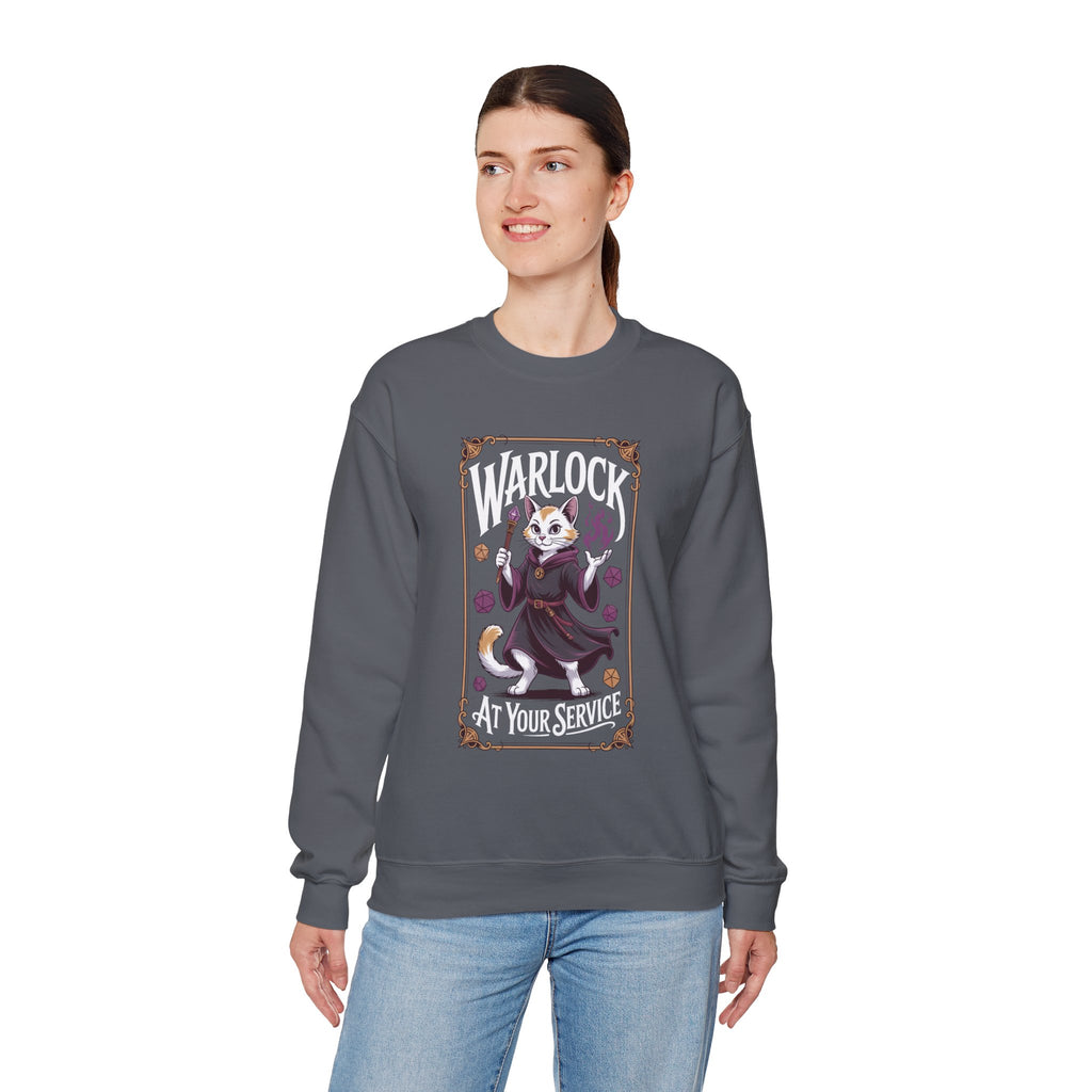 Warlock Cat at Your Serivece D&D Sweatshirt | Cat Lover RPG Gift