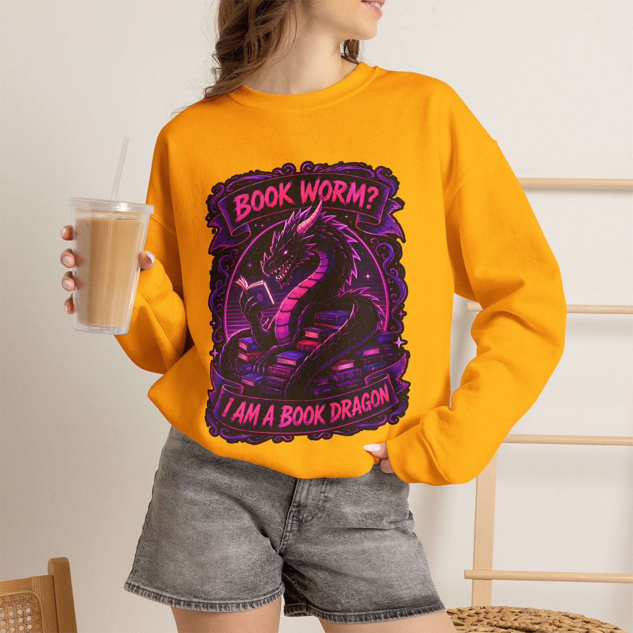 Book Worm? I Am a Book Dragon, Fantasy Reader Sweatshirt