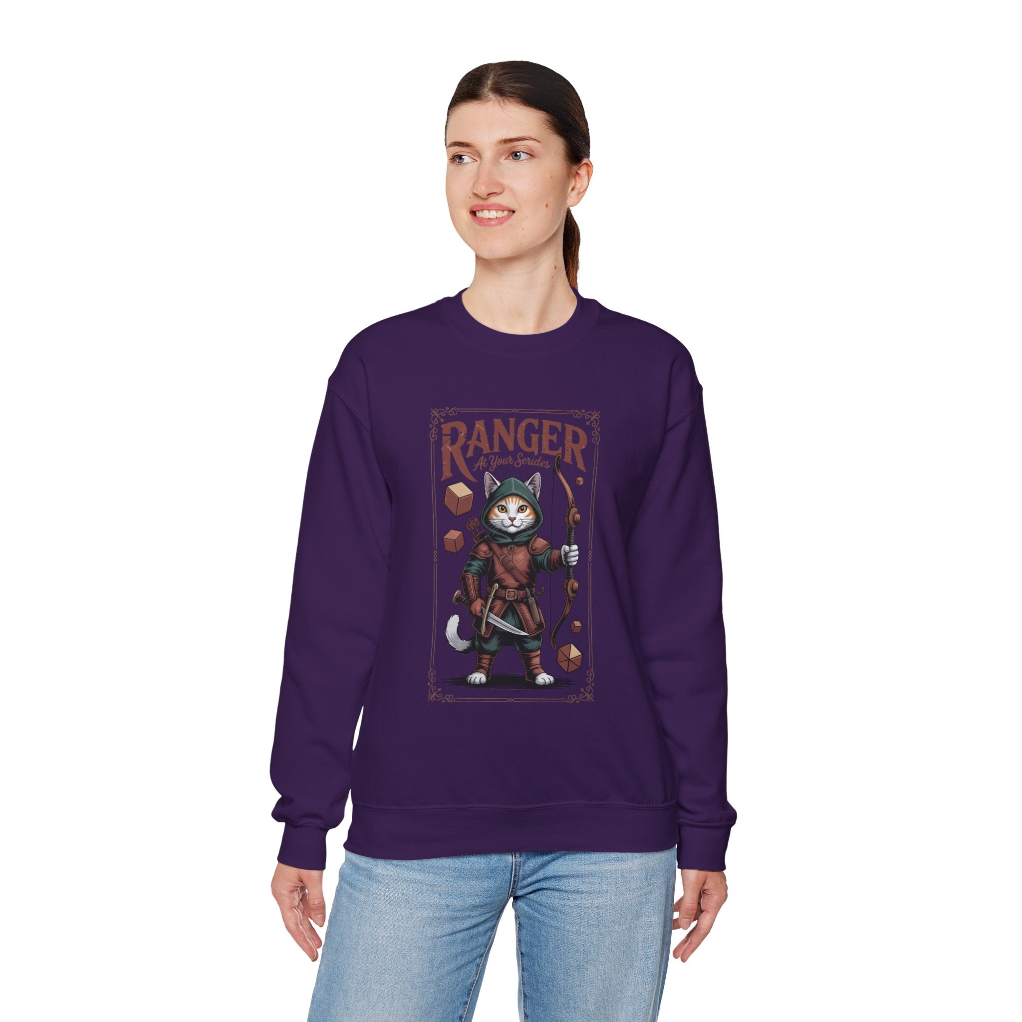 Ranger Cat at Your Serivece D&D Sweatshirt | Cat Lover RPG Gift