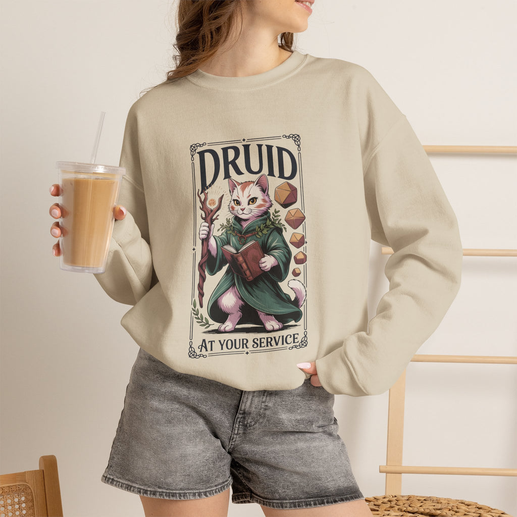 Druid Cat at Your Serivece D&D Sweatshirt | Cat Lover RPG Gift