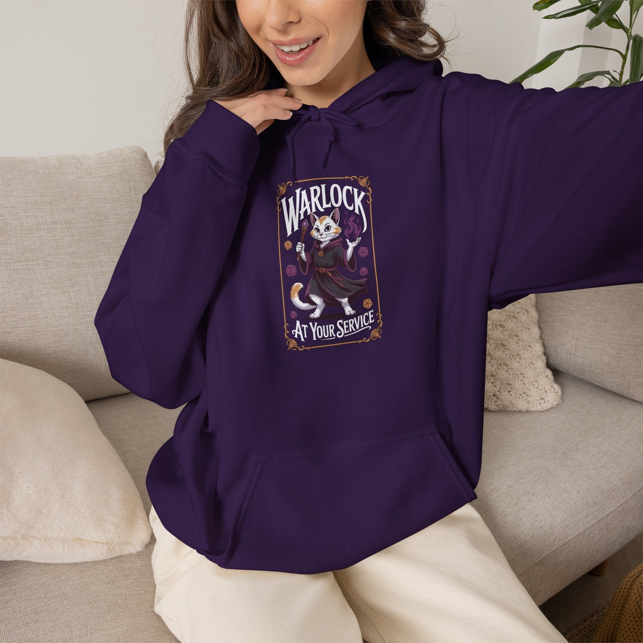 Warlock Cat at Your Serivece D&D Hoodie | Cat Lover RPG Gift