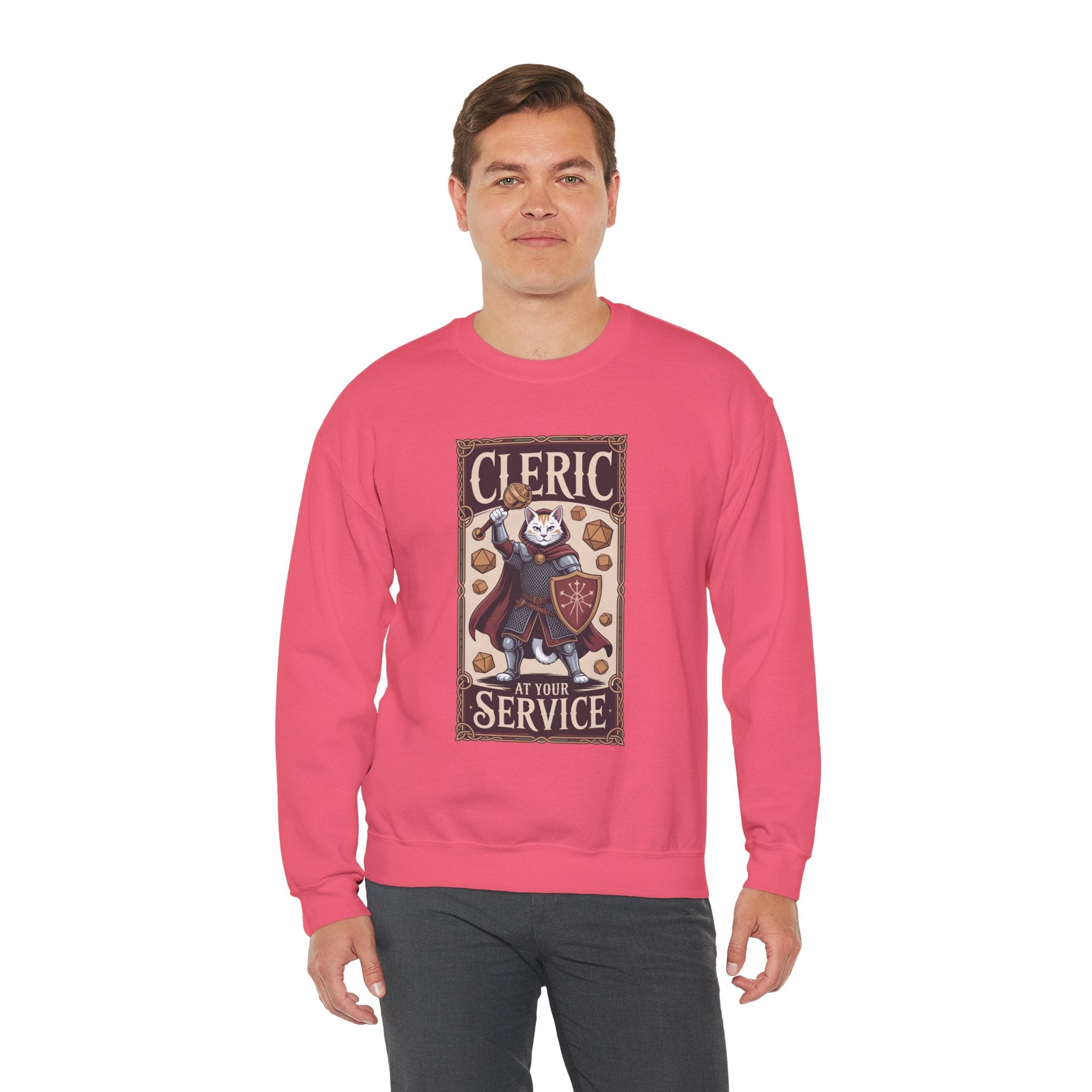 Cleric Cat at Your Service D&D Sweatshirt | Cat Lover RPG Gift