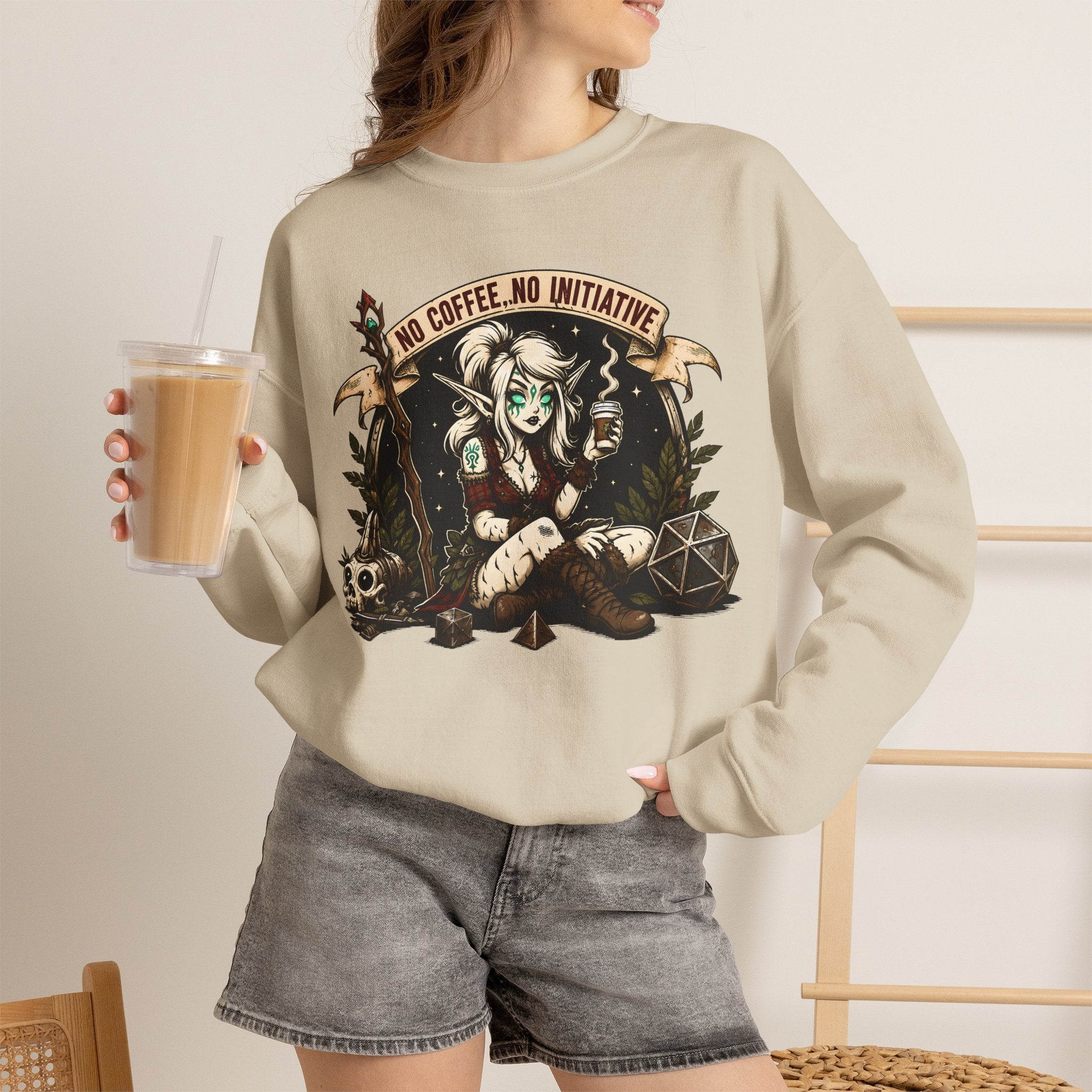 No Coffee, No Initiative | Fantasy RPG Sweatshirt