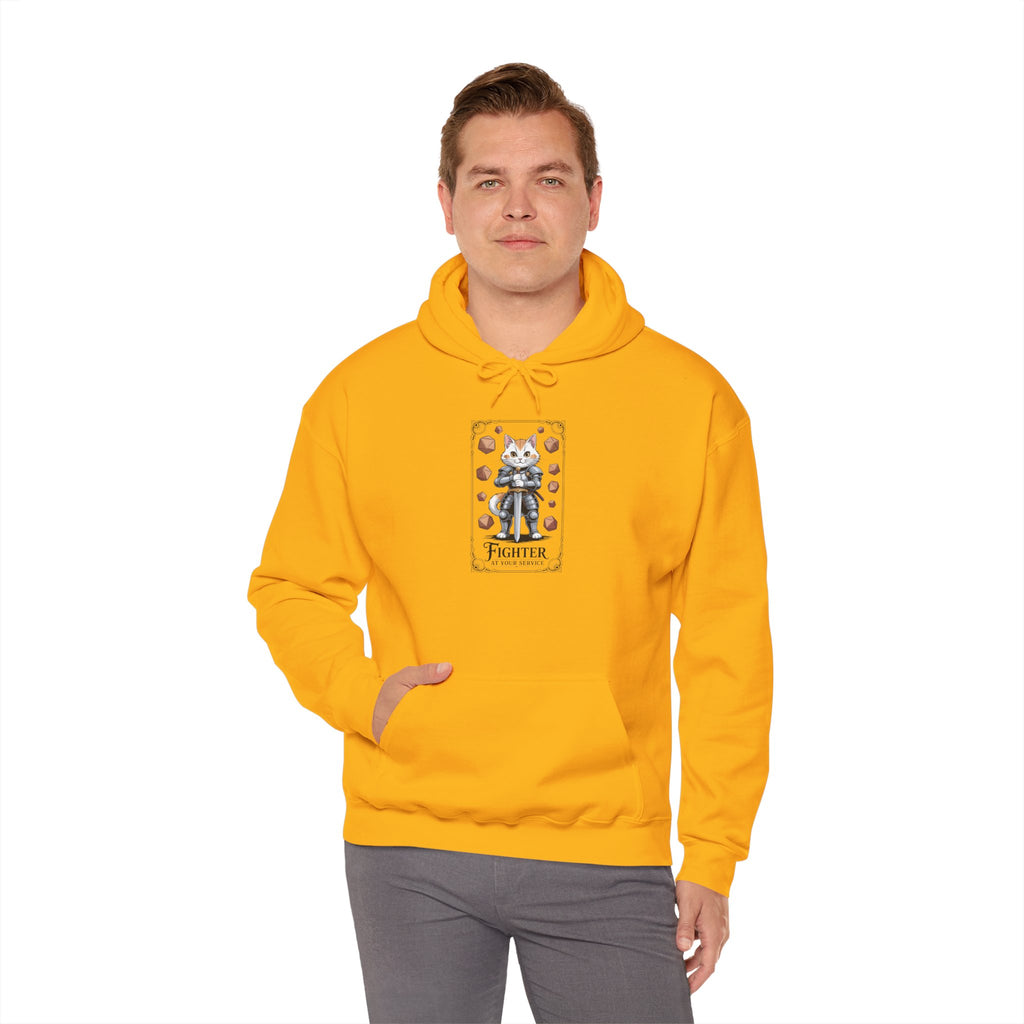 Fighter Cat at Your Service D&D Hoodie | Cat Lover RPG Gift
