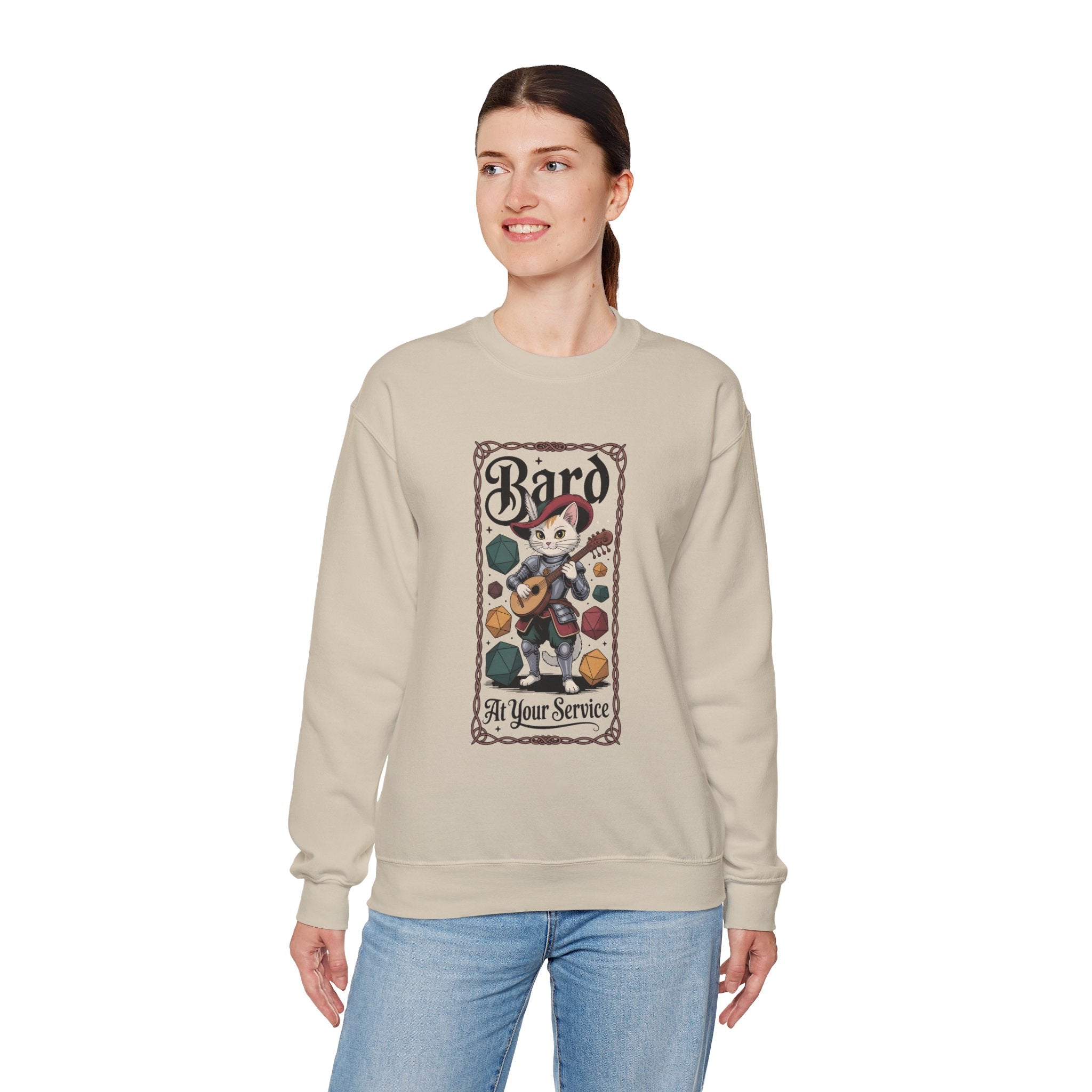 Bard Cat at Your Serivece D&D Sweatshirt | Cat Lover RPG Gift