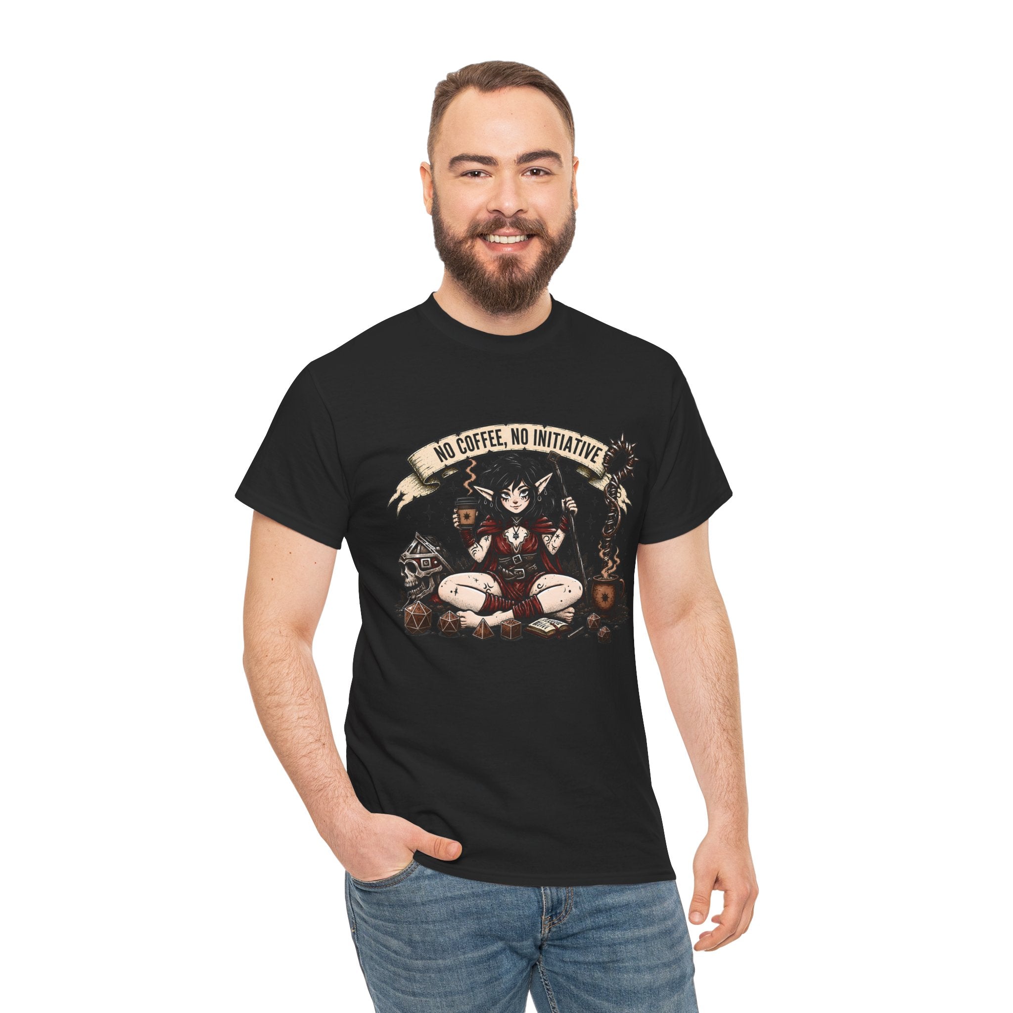 No Coffee, No Initiative | Fantasy RPG T-shirt