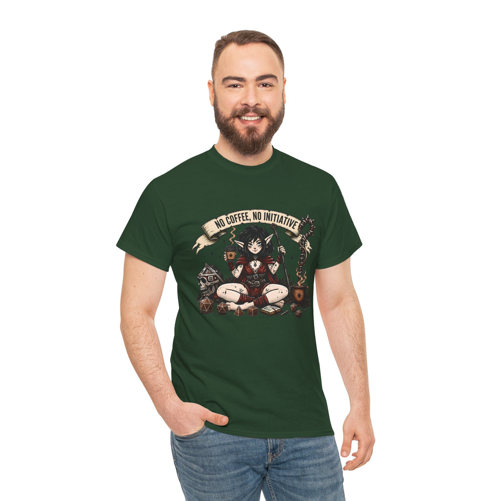 No Coffee, No Initiative | Fantasy RPG T-shirt