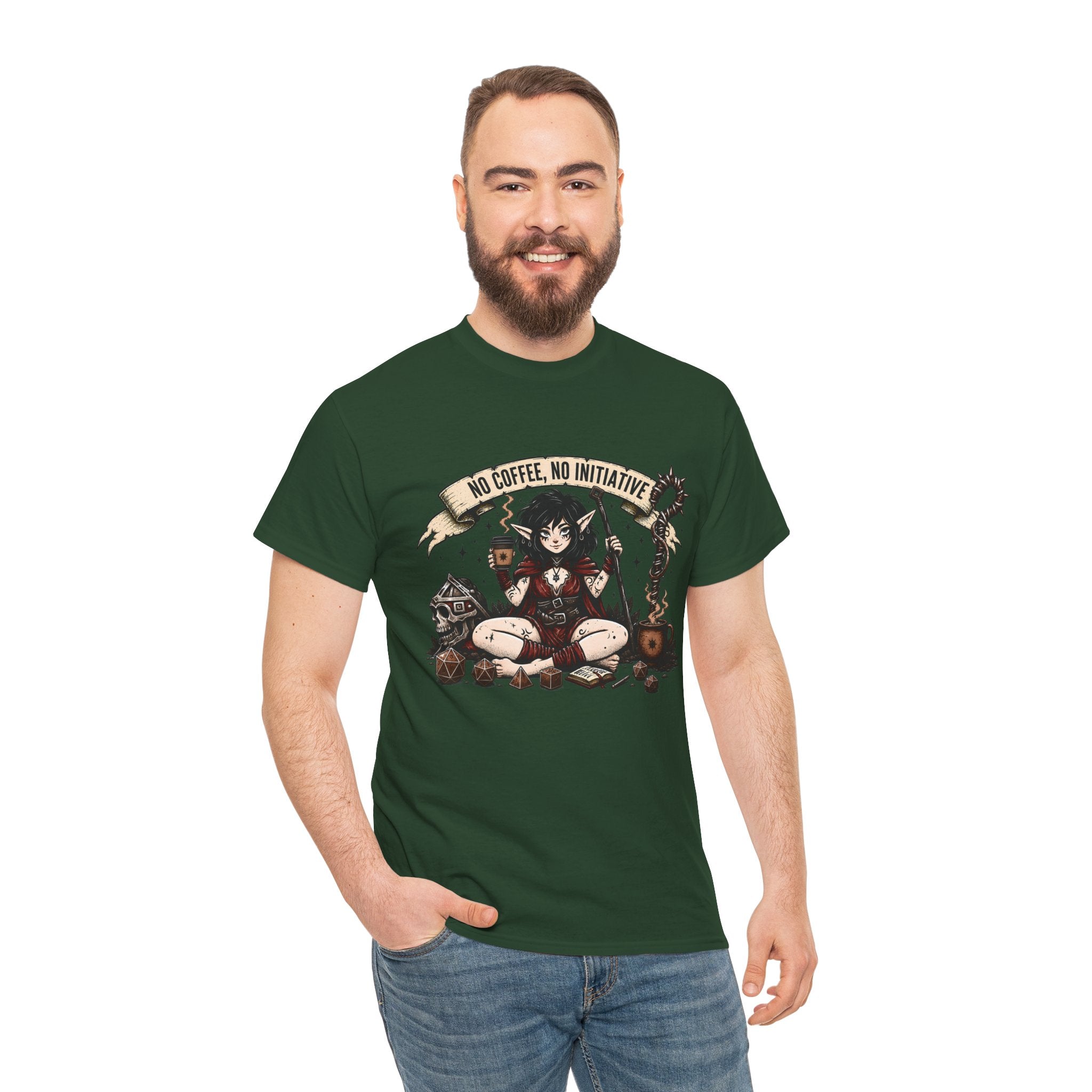 No Coffee, No Initiative | Fantasy RPG T-shirt