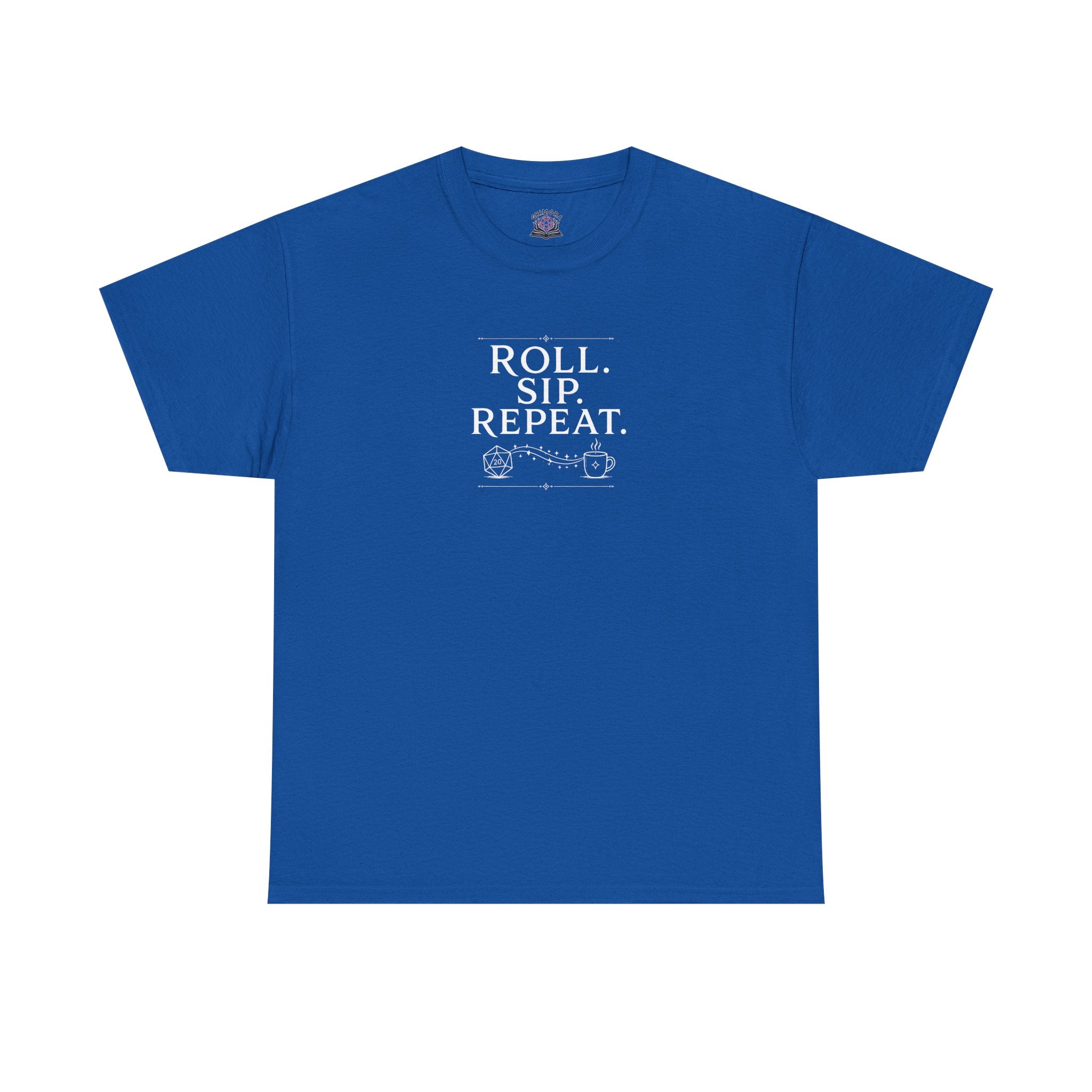 Roll. Sip. Repeat. | Tabletop RPG Coffee T-shirt | Dice & Coffee Lover T-shirt
