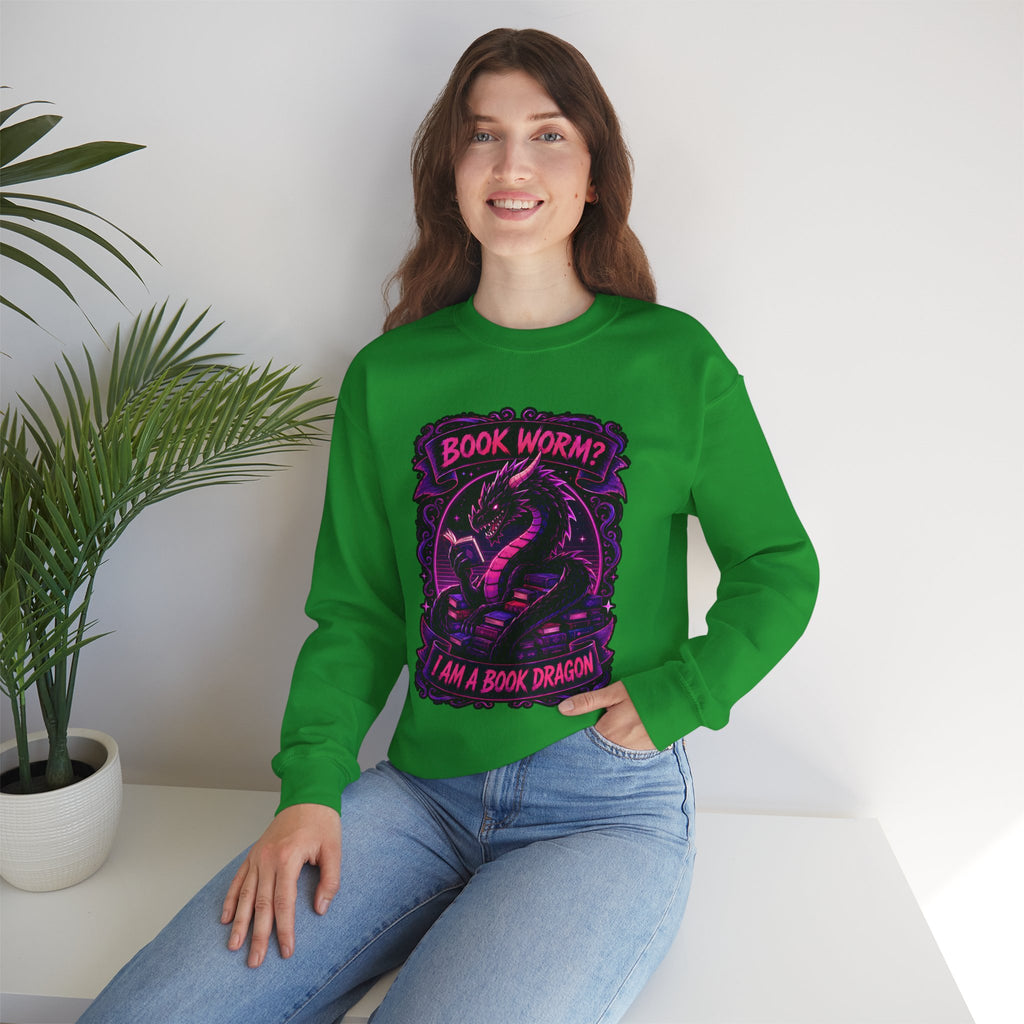 Book Worm? I Am a Book Dragon, Fantasy Reader Sweatshirt