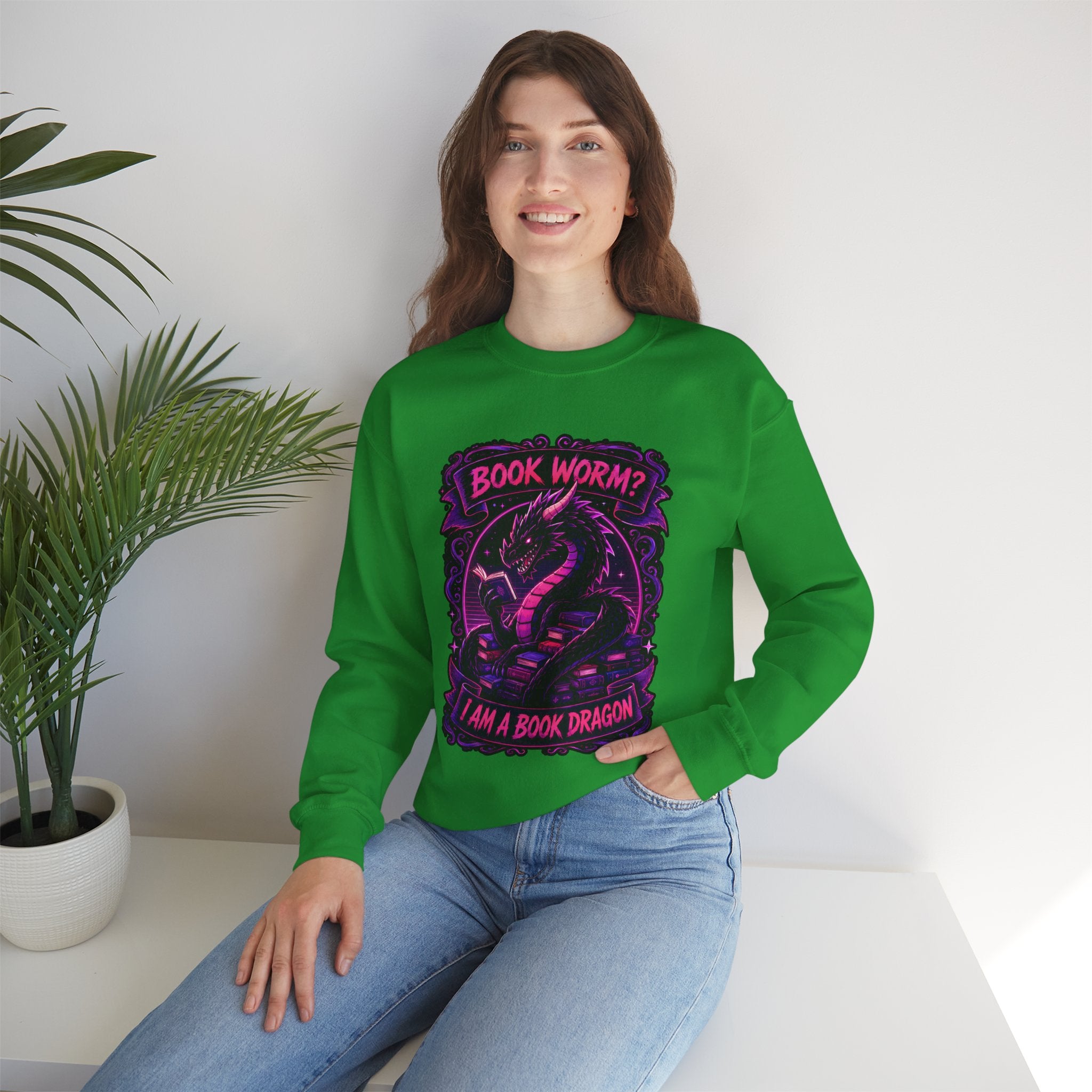 Book Worm? I Am a Book Dragon, Fantasy Reader Sweatshirt