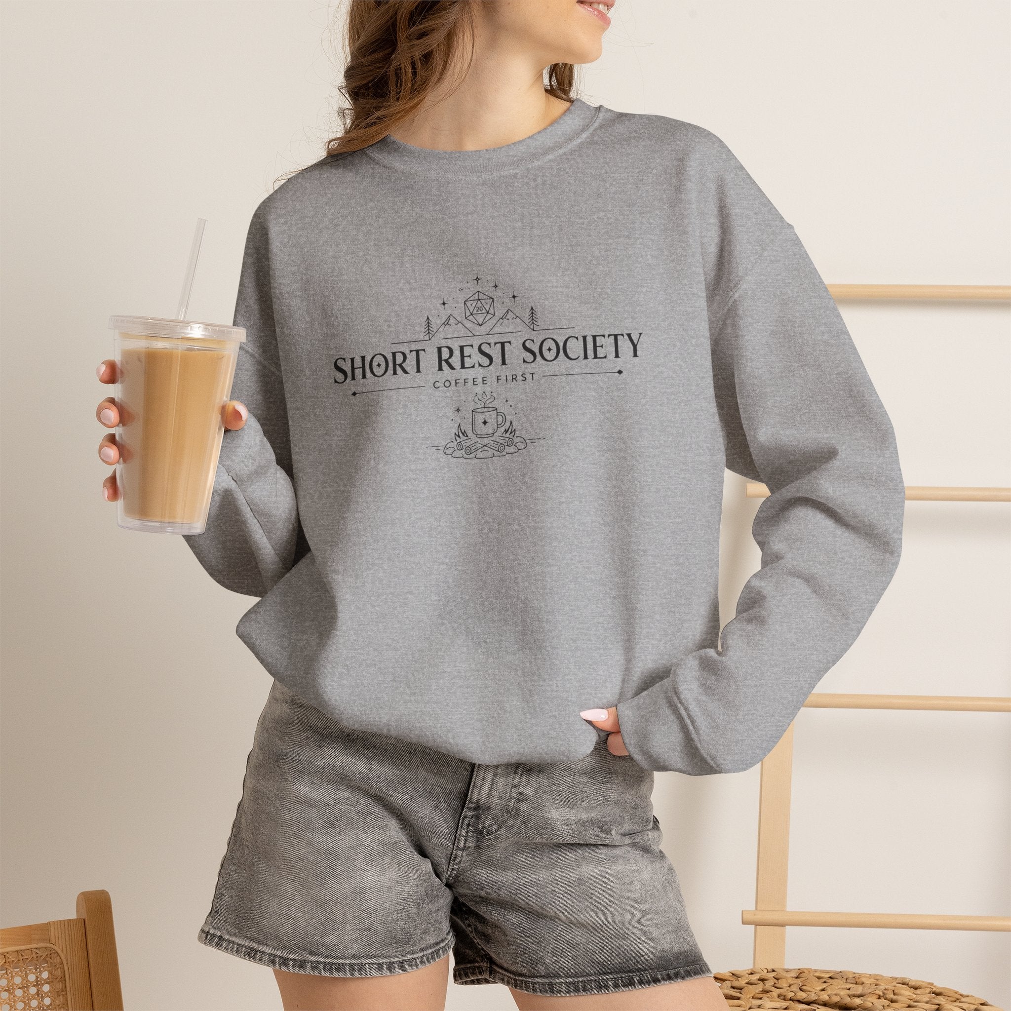 Short Rest Society – Coffee First | Tabletop RPG Sweatshirt