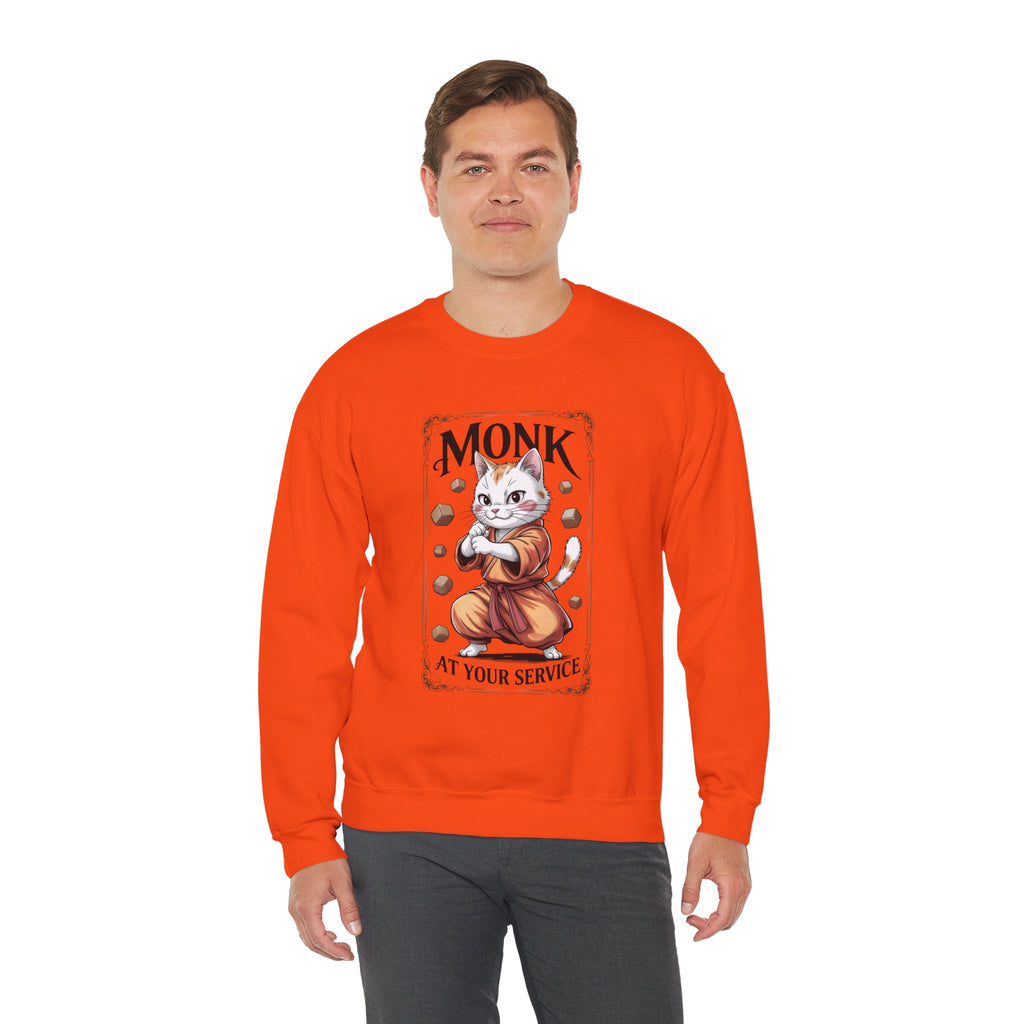 Monk Cat at Your Service D&D Sweatshirt | Cat Lover RPG Gift